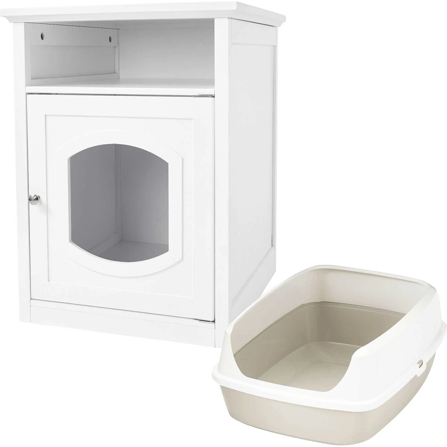 Frisco Decorative Side Table Cat Litter Box Cover & Frisco Open Top Cat Litter Box With Rim, Large 3 Frisco Decorative Side Table Cat Litter Box Cover & Frisco Open Top Cat Litter Box With Rim, Large