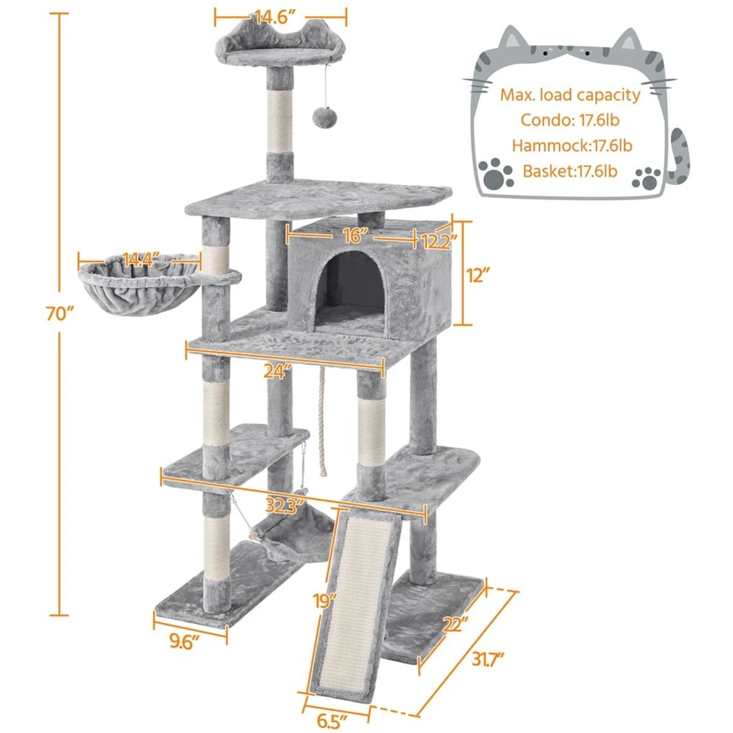 Yaheetech 70-in Cat Tree Condo 4 Yaheetech 70-in Cat Tree Condo - Image 2