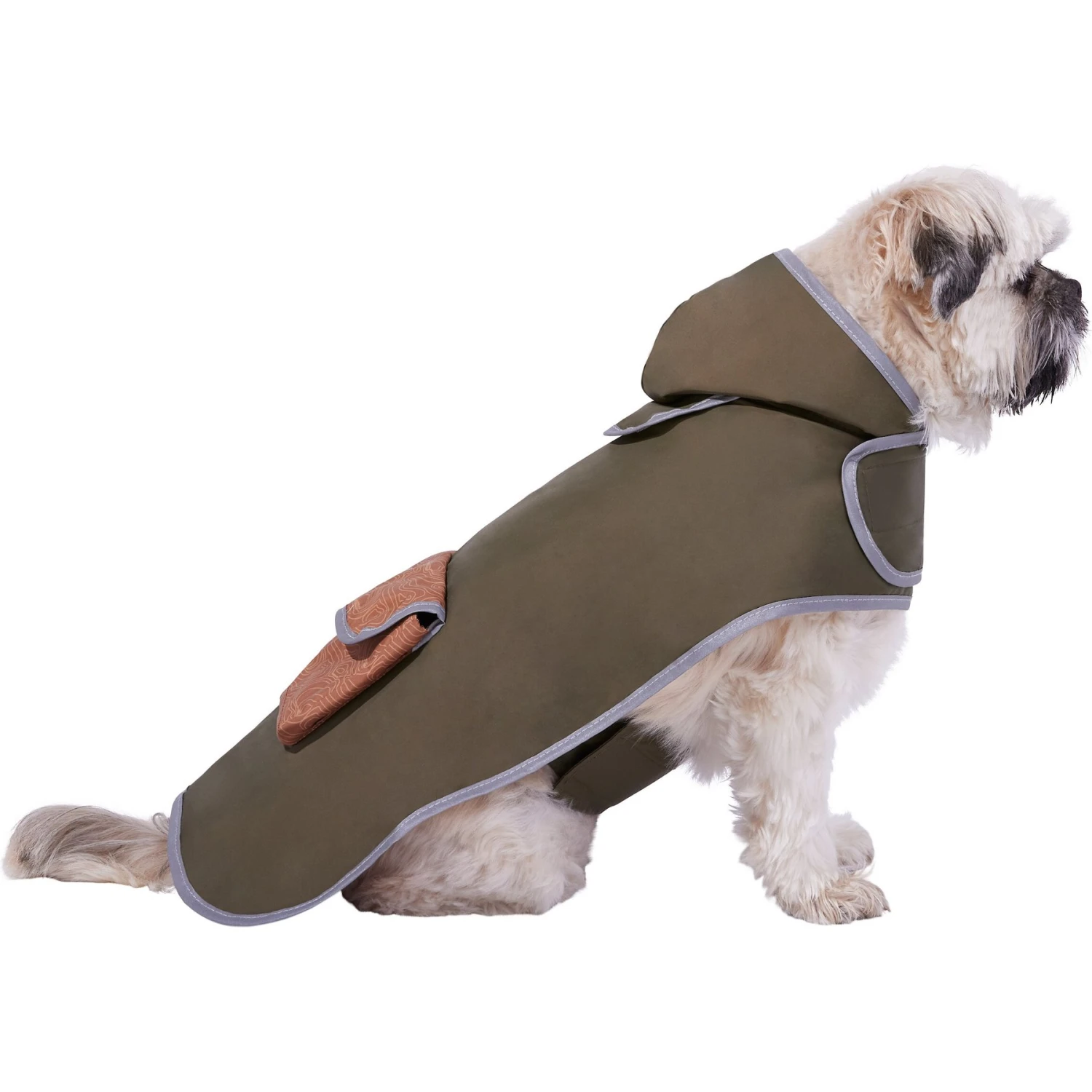 Frisco Lightweight Olive Reversible Packable Dog Raincoat 3 Frisco Lightweight Olive Reversible Packable Dog Raincoat