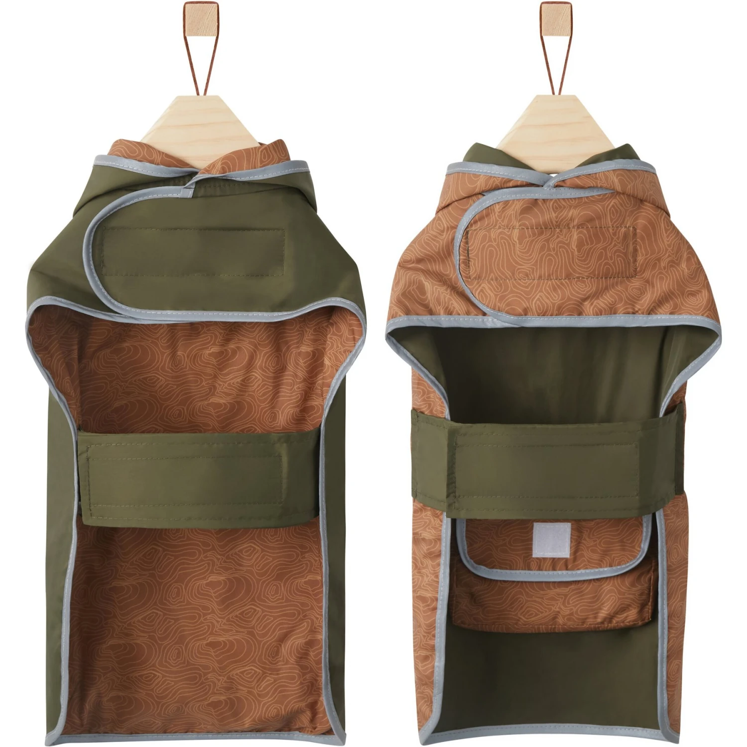 Frisco Lightweight Olive Reversible Packable Dog Raincoat 7 Frisco Lightweight Olive Reversible Packable Dog Raincoat - Image 5