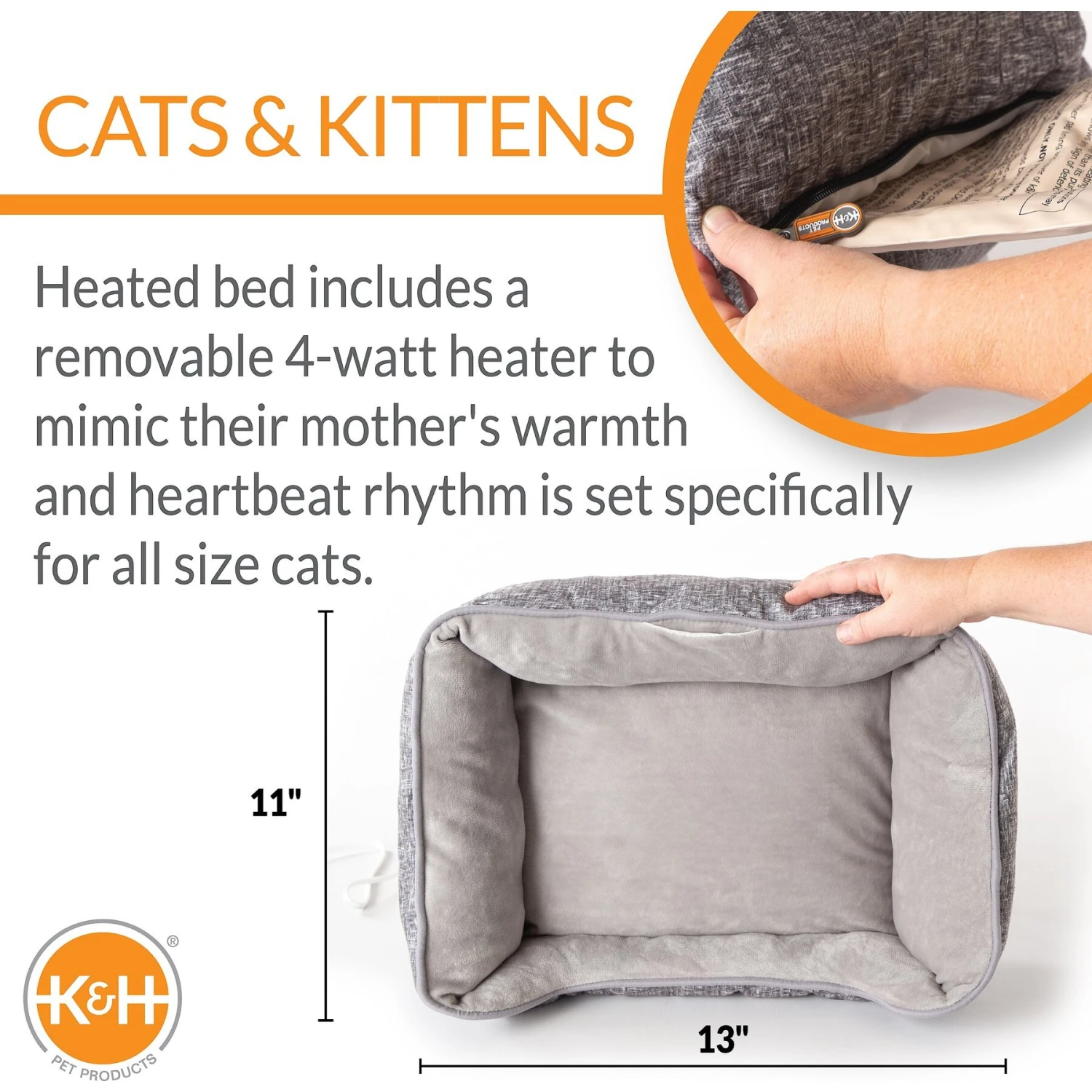 K&H Pet Products Mother’s Heartbeat Heated Bolster Kitten Bed 4 K&H Pet Products Mother’s Heartbeat Heated Bolster Kitten Bed - Image 2