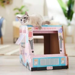 Frisco Ice Cream Truck Cardboard Cat House, 2-Story -Pet Supplies Store 317729 PT3. AC SS1800 V1676566491