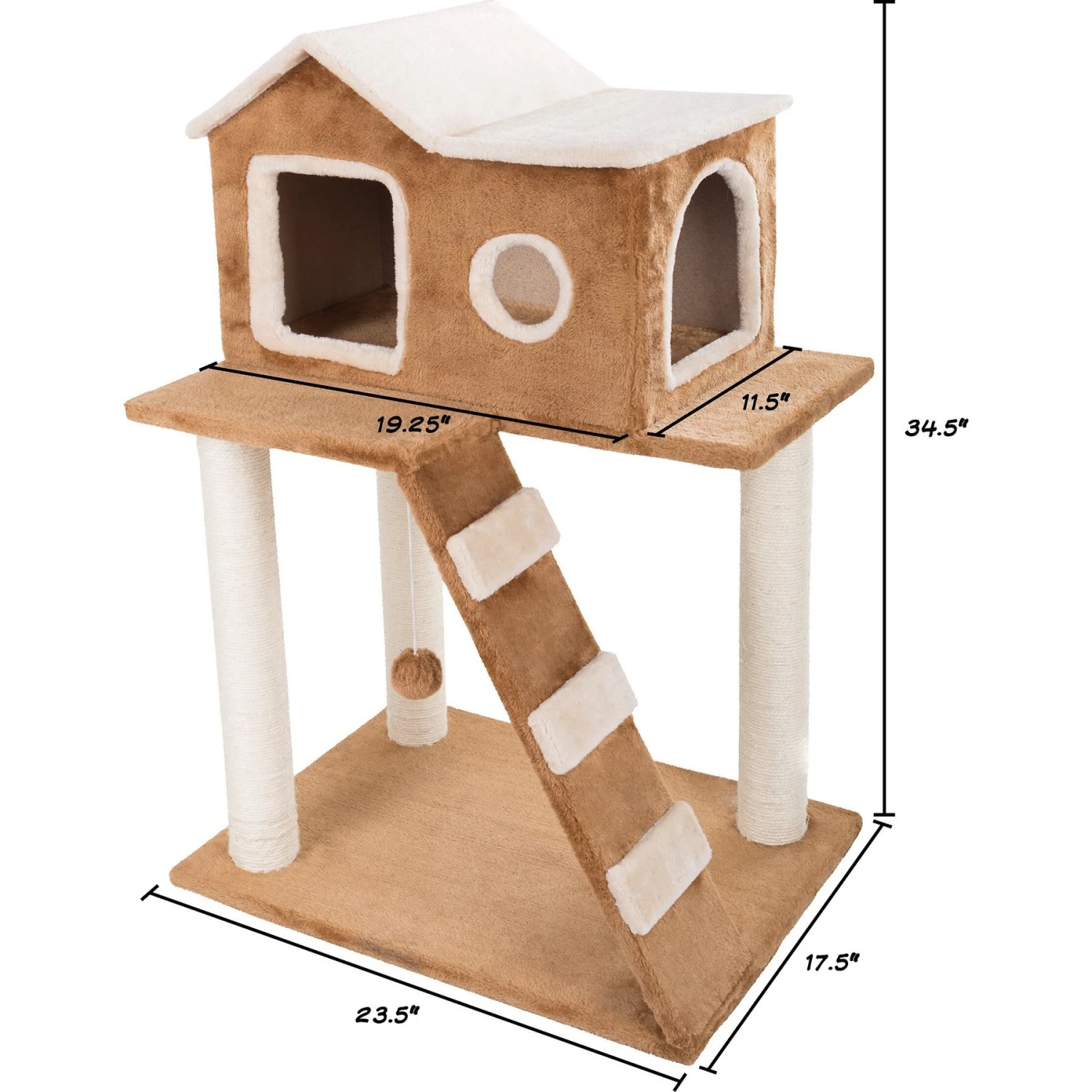 Pet Adobe 3-Tier 34.5-in Sisal Cat Tree 4 Pet Adobe 3-Tier 34.5-in Sisal Cat Tree - Image 2