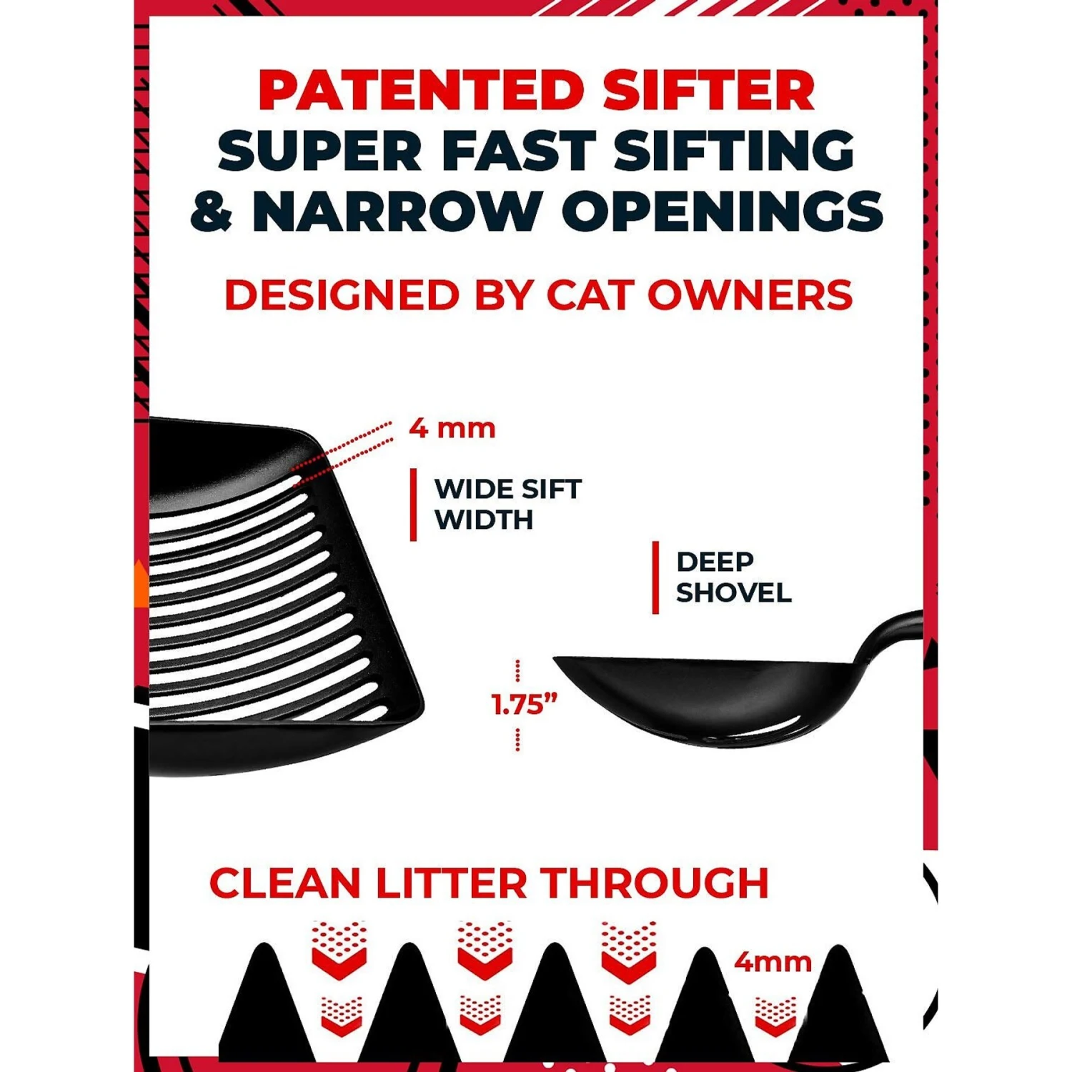 IPrimio Non Stick Coated Aluminum, Cat Scooper, X-Large, Black 8 IPrimio Non Stick Coated Aluminum, Cat Scooper, X-Large, Black - Image 6