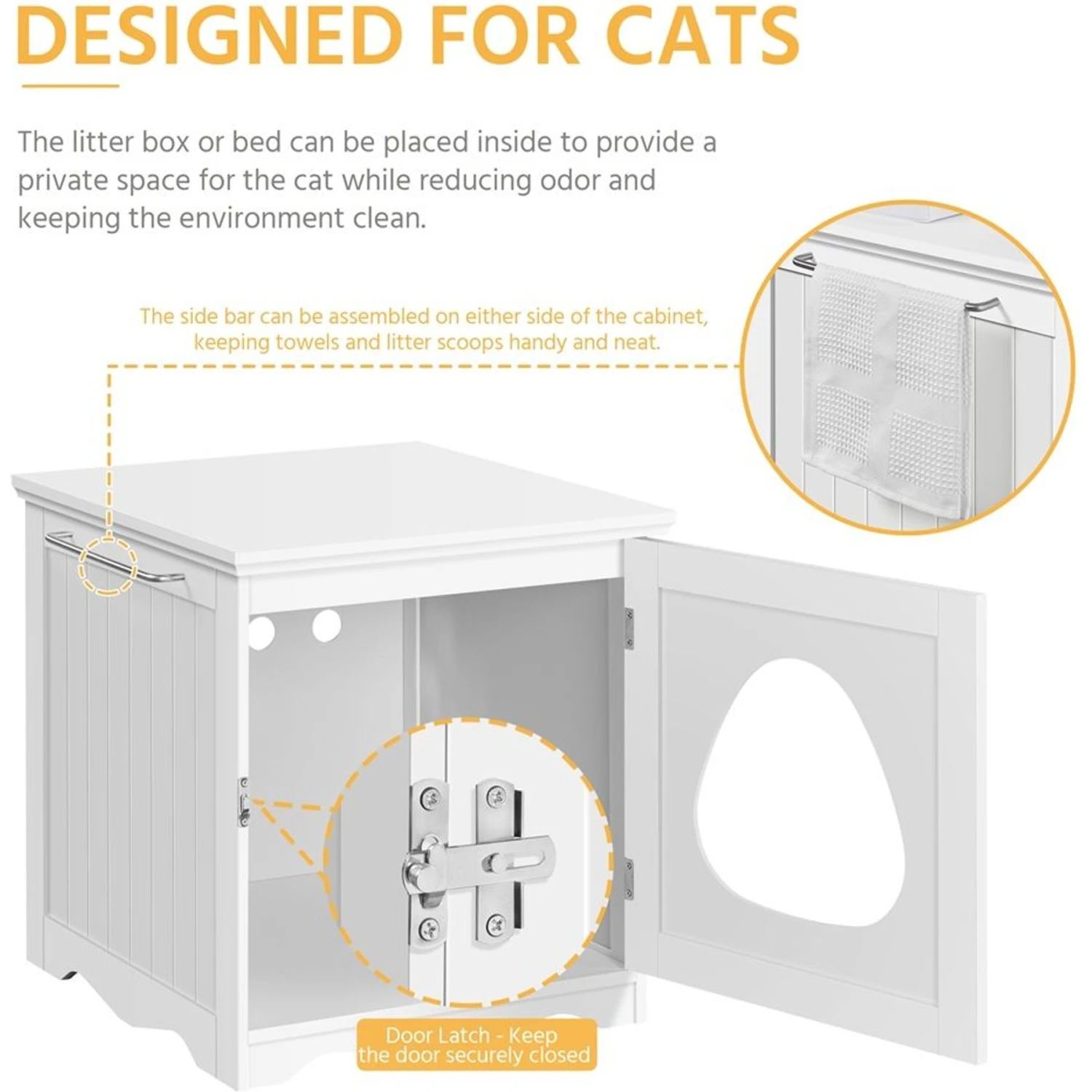 Yaheetech Washroom Bench Enclosed Cat House Cat Litter Box 7 Yaheetech Washroom Bench Enclosed Cat House Cat Litter Box - Image 5