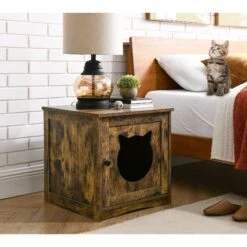 Sweet Barks Enclosed House Side Table Cat Litter Box, Rustic Brown 16 Sweet Barks Enclosed House Side Table Cat Litter Box, Rustic Brown -Pet Supplies Store 354503 PT5. AC SS1800 V1640040755