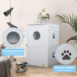Coziwow By Jaxpety 2-Story Washroom House Cat Litter Box Enclosure -Pet Supplies Store 355097 PT8. AC SS1800 V1665525710