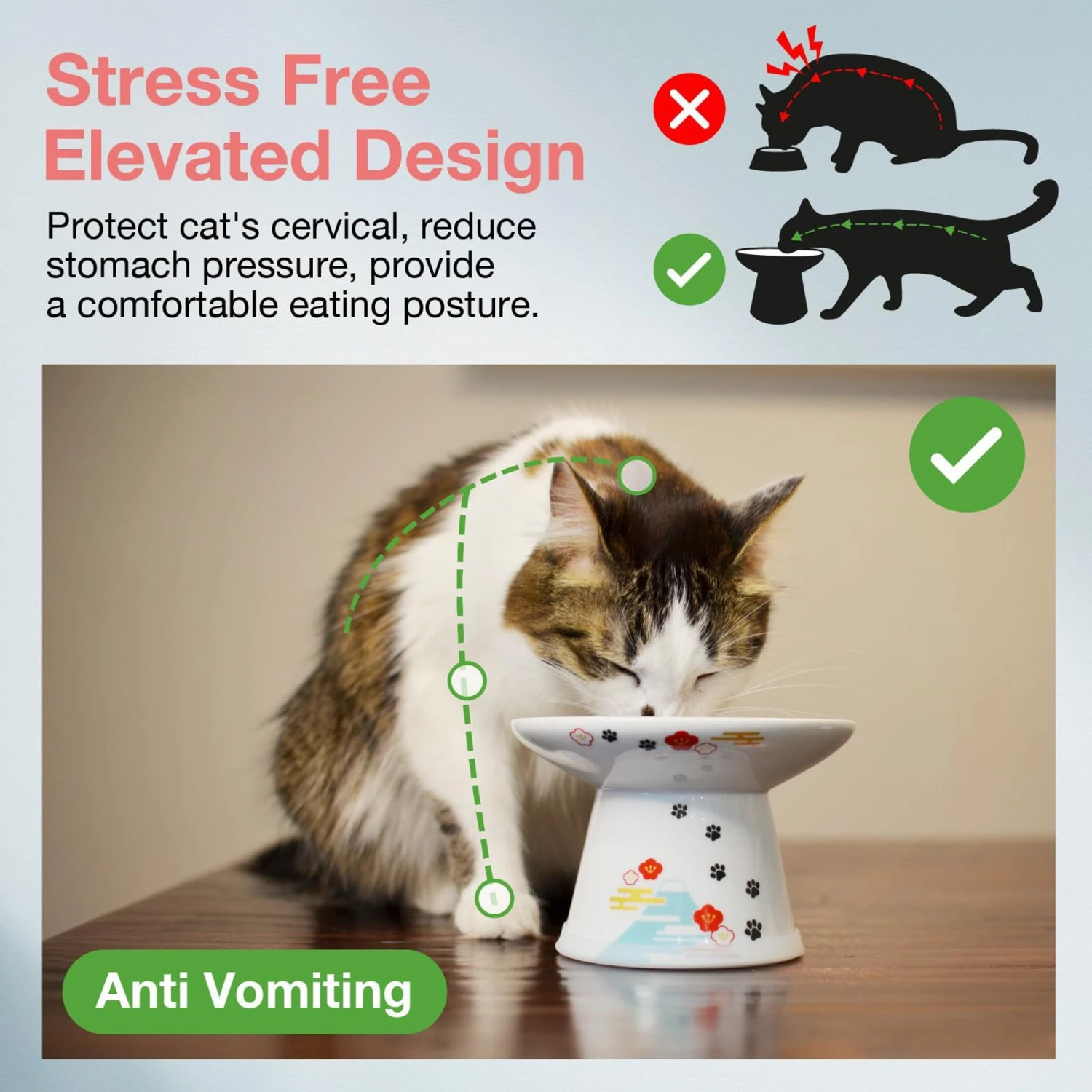 Necoichi Extra Wide Raised Cat Food Bowl 4 Necoichi Extra Wide Raised Cat Food Bowl - Image 2