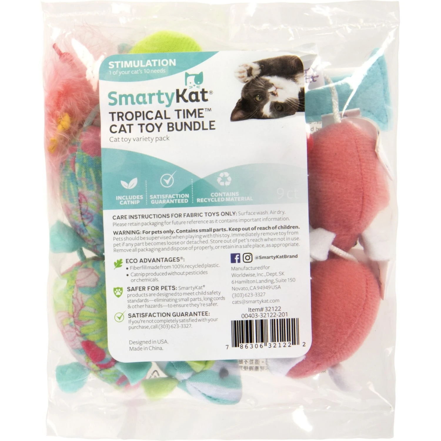 SmartyKat Tropical Time Catnip Cat Toy Variety Pack, Skitter Mice & Catnip Martini, Pink, Small, 9 Count 4 SmartyKat Tropical Time Catnip Cat Toy Variety Pack, Skitter Mice & Catnip Martini, Pink, Small, 9 Count - Image 2