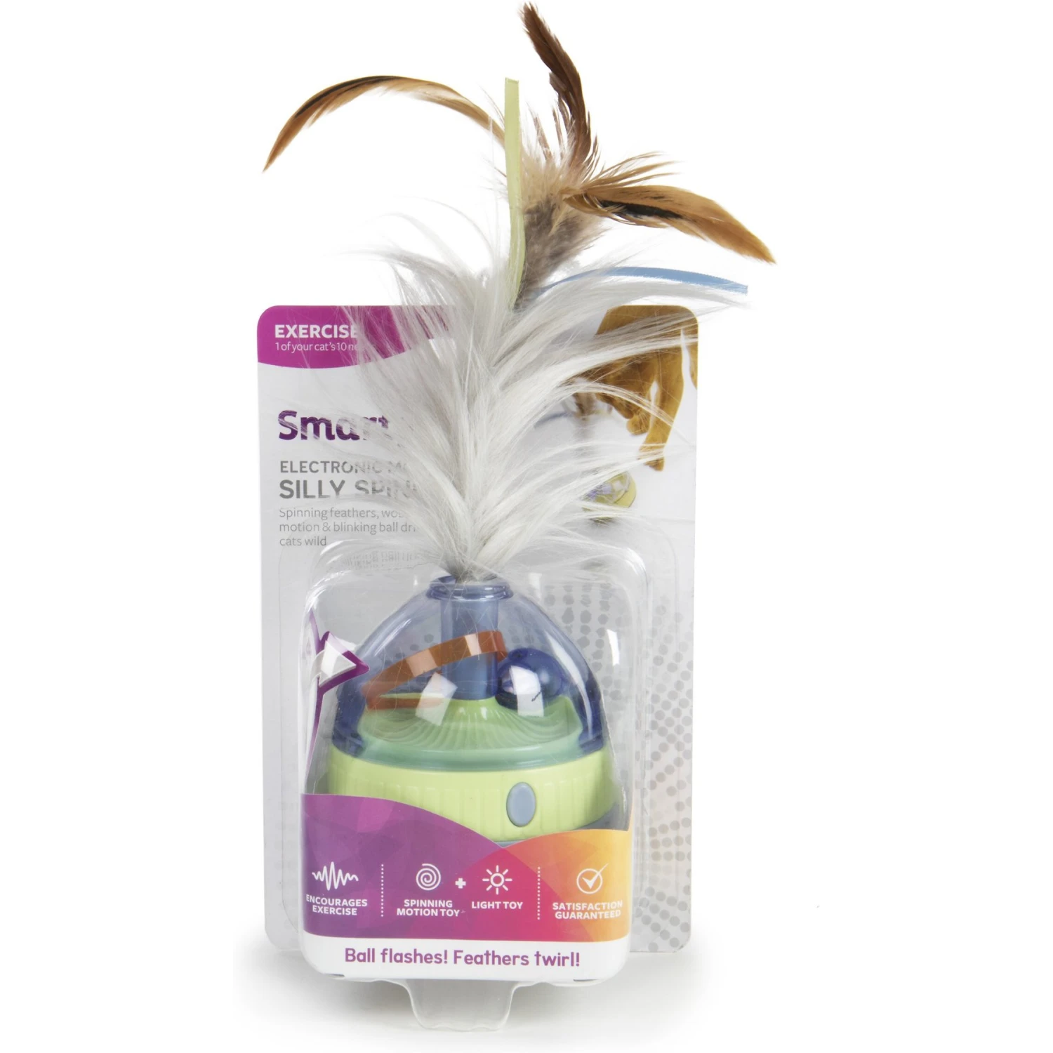 SmartyKat Silly Spinner Electronic Motion & Light Cat Toy, Blue, Large 3 SmartyKat Silly Spinner Electronic Motion & Light Cat Toy, Blue, Large