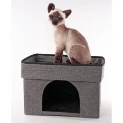 Precious Tails Home Base Rectangular 2-Tier Collapsible Cat Cave -Pet Supplies Store 366632 PT4. AC SS1800 V1644376928