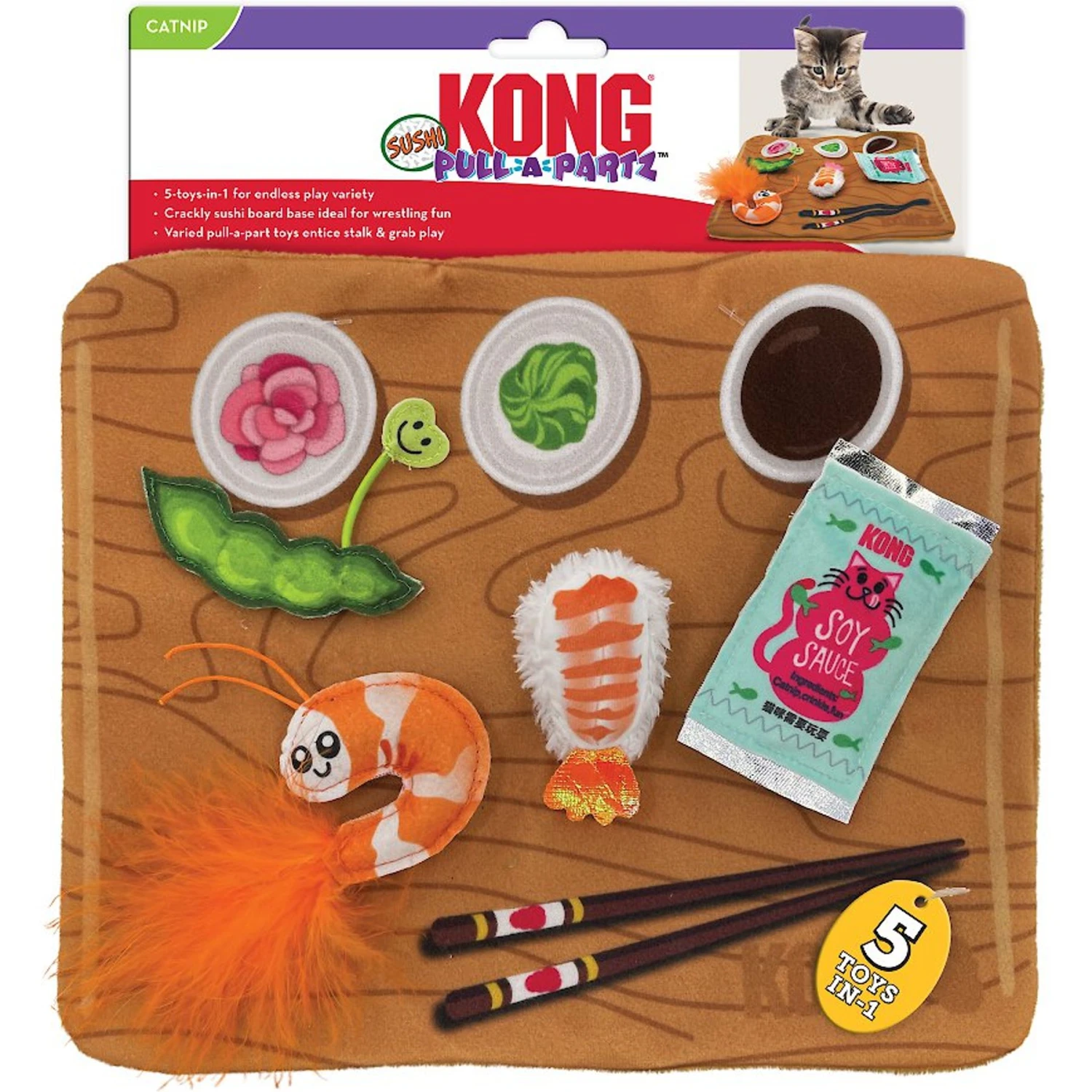 KONG Pull-A-Partz Sushi Catnip Cat Toys, 5 Count 8 KONG Pull-A-Partz Sushi Catnip Cat Toys, 5 Count - Image 6