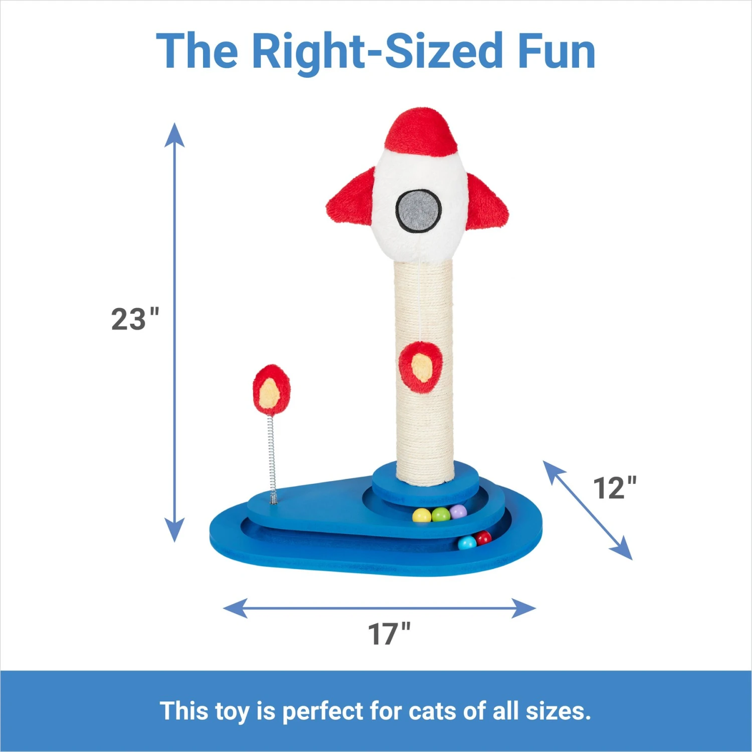 Frisco Rocket Ship 23" Sisal Cat Scratching Post With Play Base 4 Frisco Rocket Ship 23" Sisal Cat Scratching Post With Play Base - Image 2