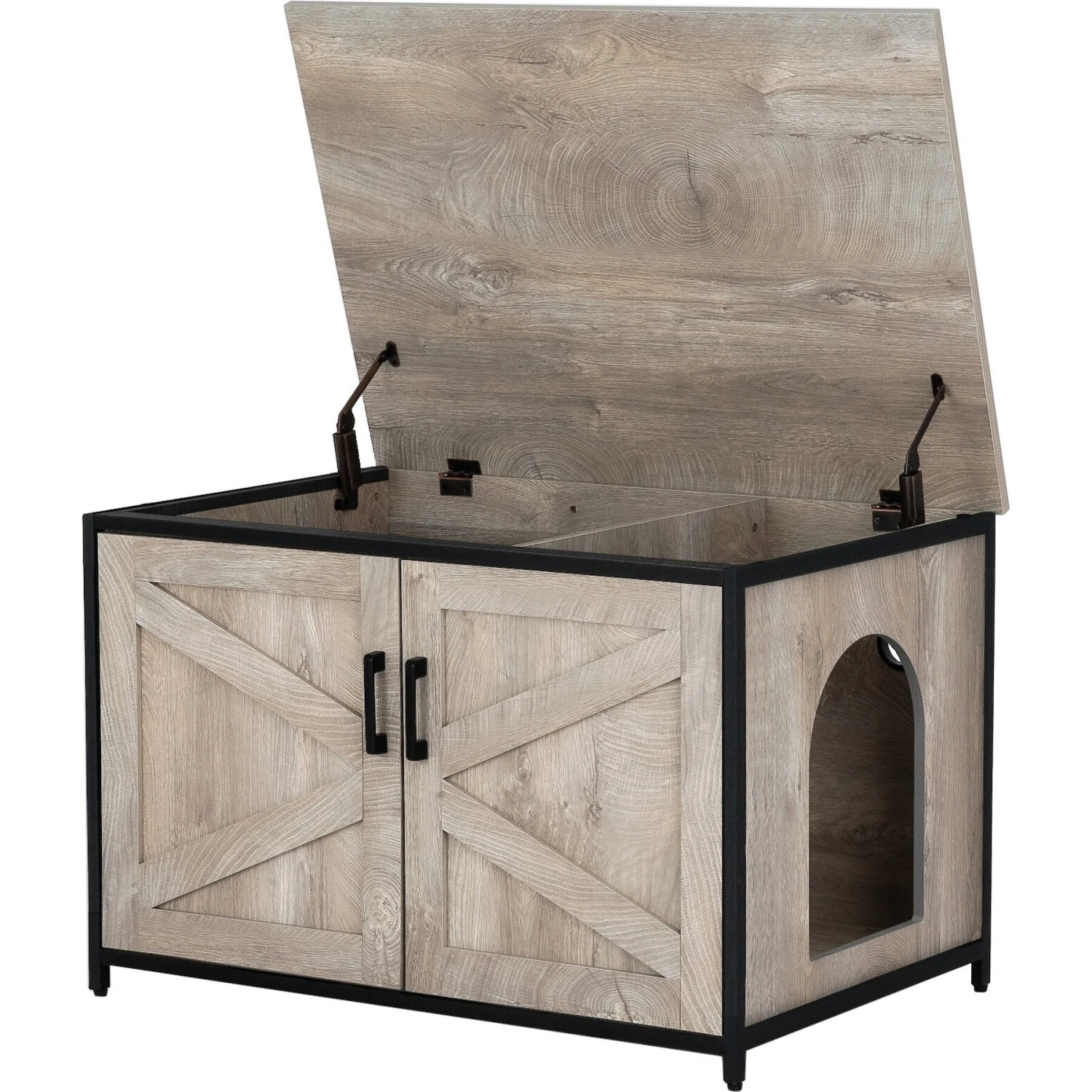 Unipaws Cat Litter Box Enclosure With Top Opening, Weathered Gray 5 Unipaws Cat Litter Box Enclosure With Top Opening, Weathered Gray - Image 3