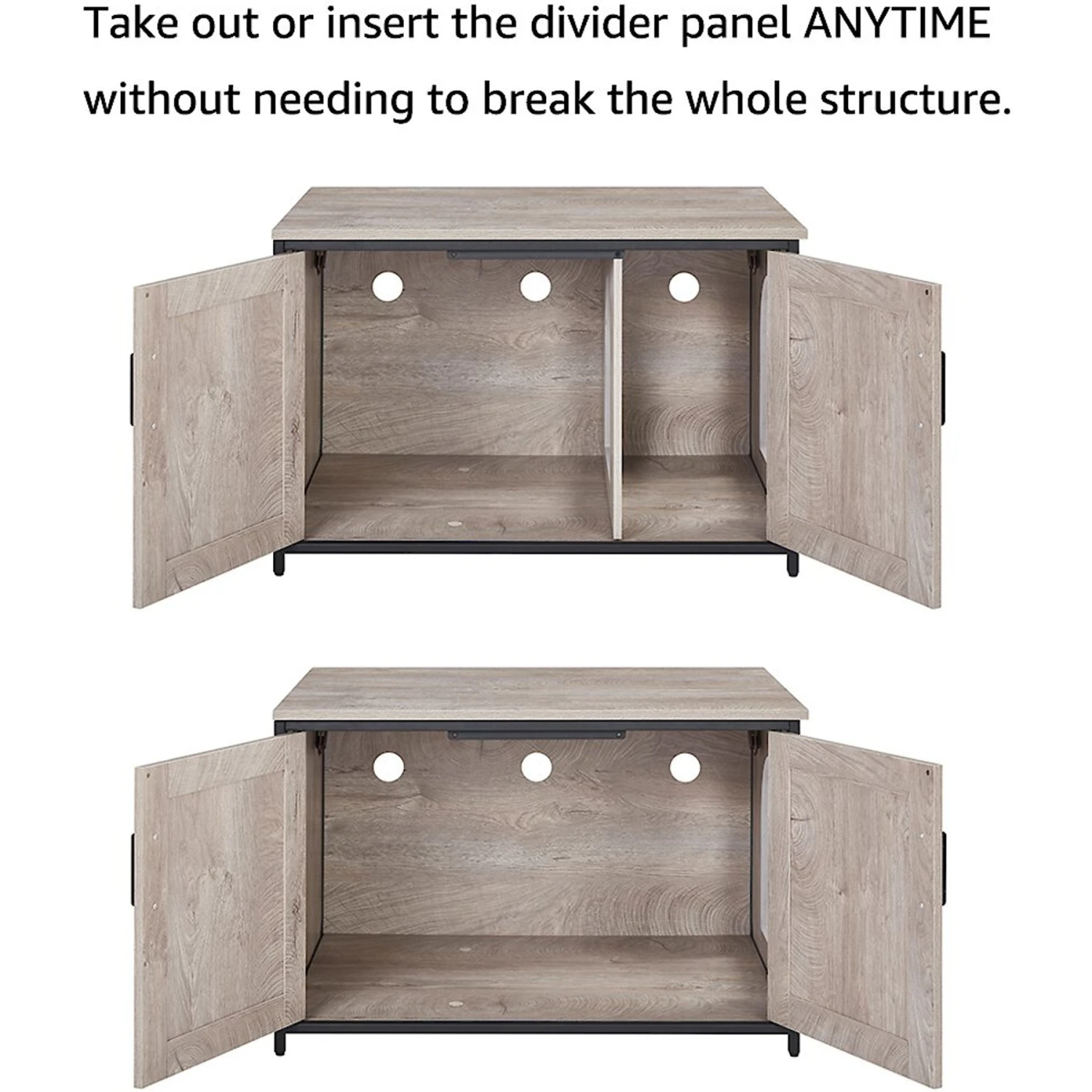 Unipaws Cat Litter Box Enclosure With Top Opening, Weathered Gray 7 Unipaws Cat Litter Box Enclosure With Top Opening, Weathered Gray - Image 5