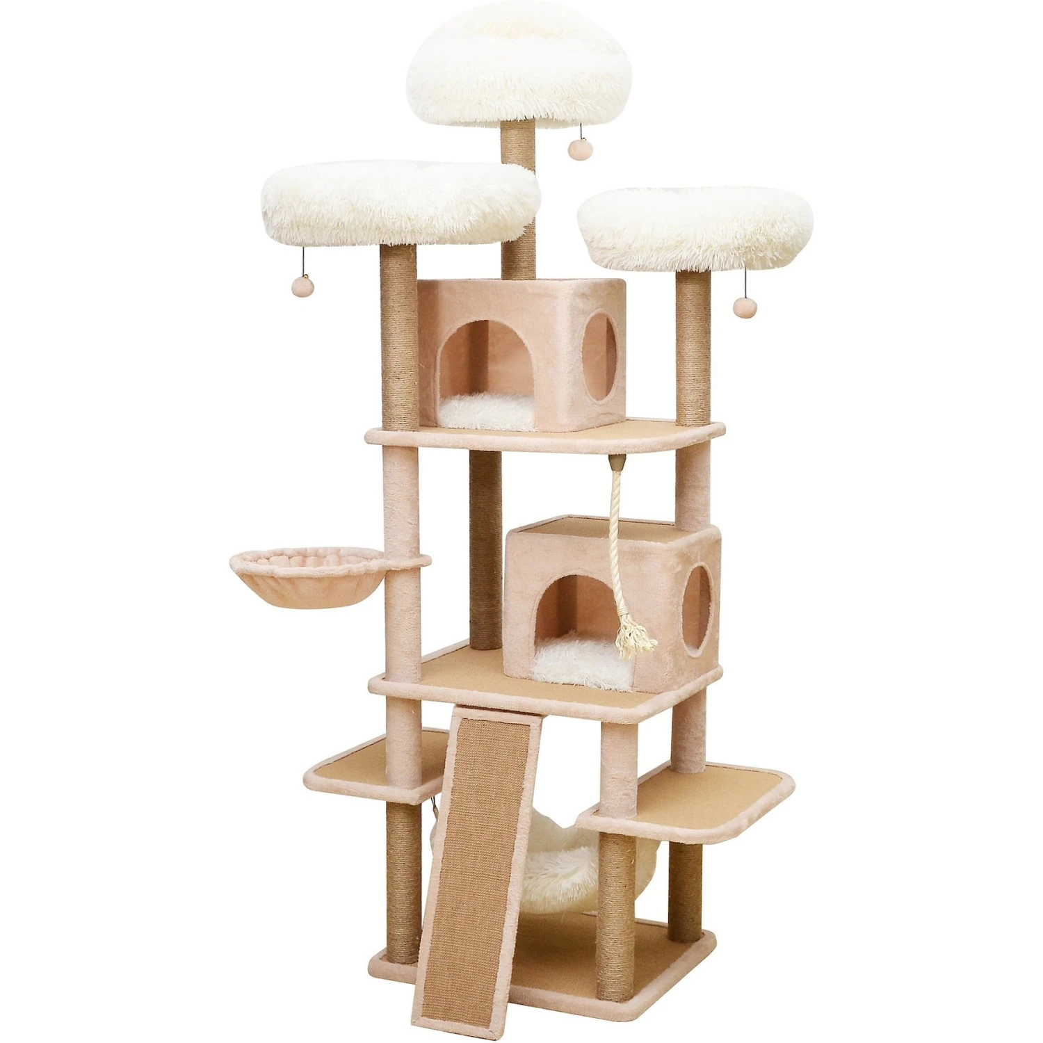 Catry 75-in Scratching Posts Condo Cat Tree, Beige 4 Catry 75-in Scratching Posts Condo Cat Tree, Beige - Image 2