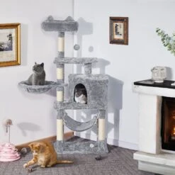 Yaheetech 3-Level Plush Cat Tree, Light Gray, Large