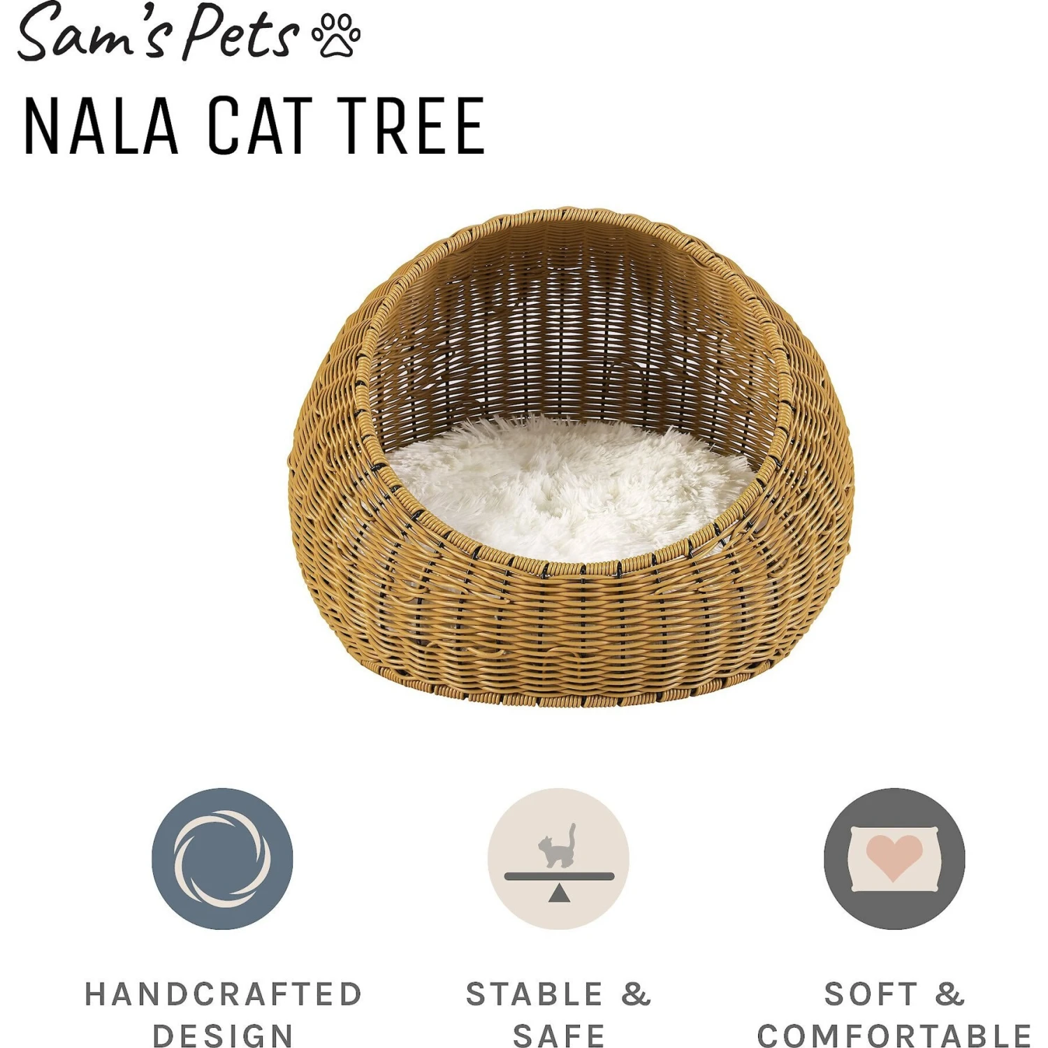 Sam's Pets Nala Wicker Cat Bed, Brown 4 Sam's Pets Nala Wicker Cat Bed, Brown - Image 2