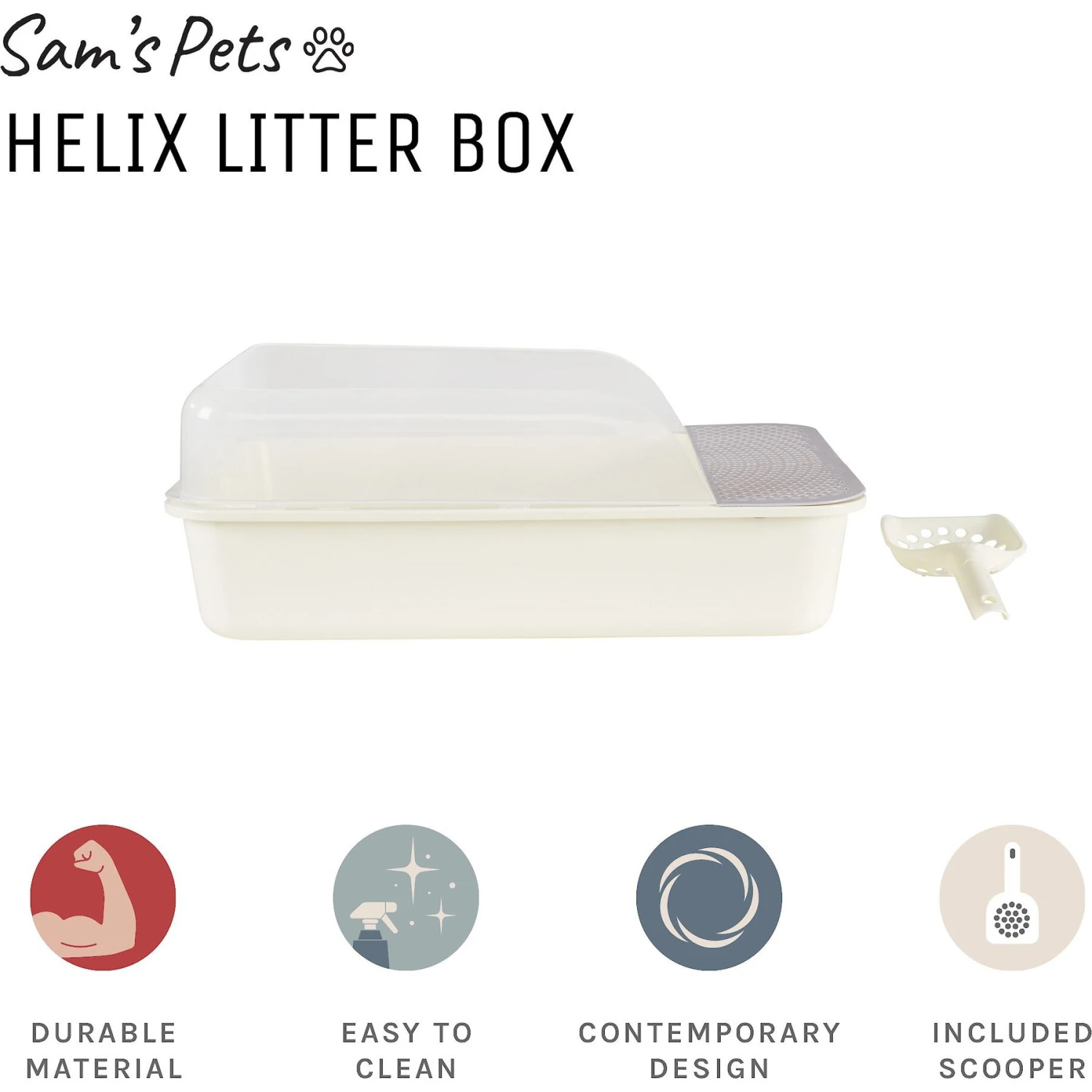 Sam's Pets Helix Cat Litter Box, White 6 Sam's Pets Helix Cat Litter Box, White - Image 4