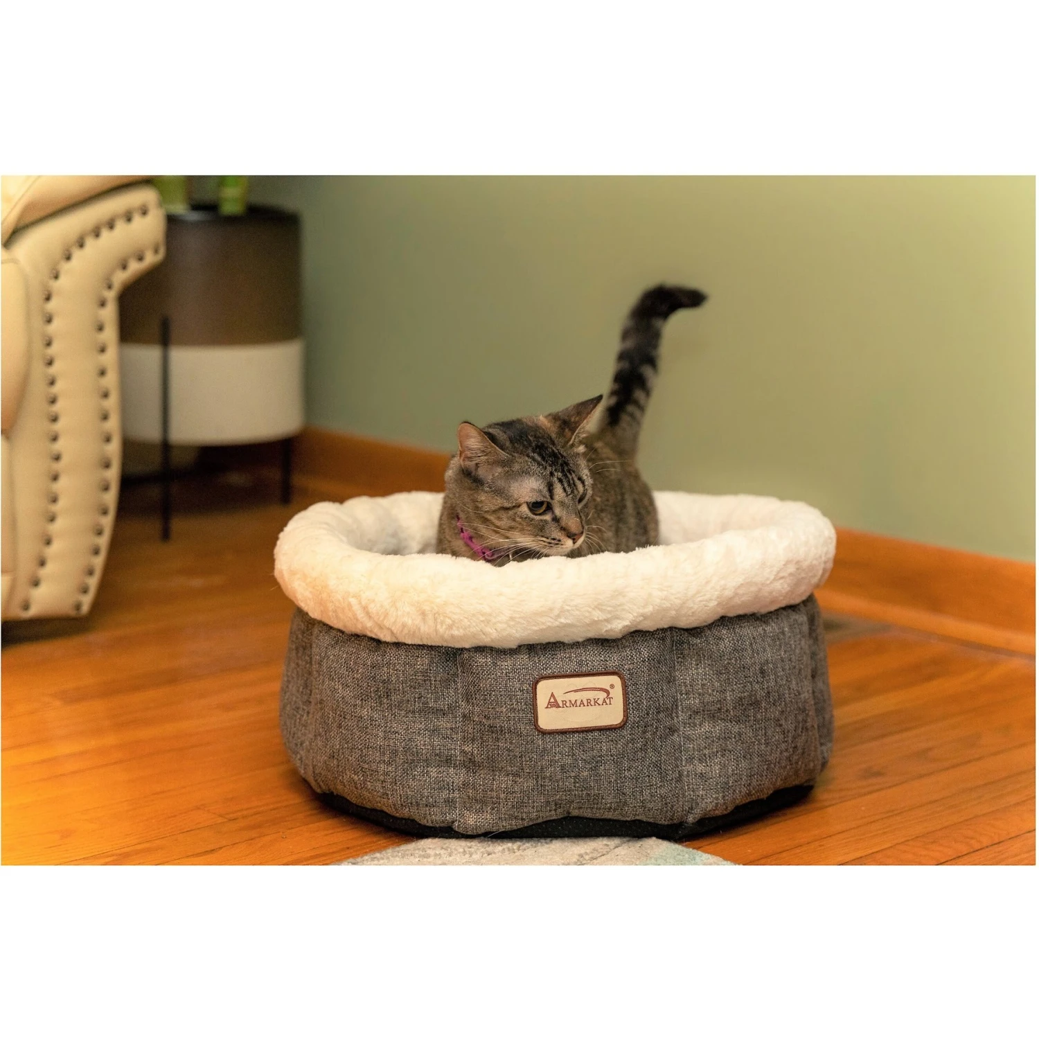 Armarkat Cozy Cat Bed, Beige & Gray 3 Armarkat Cozy Cat Bed, Beige & Gray