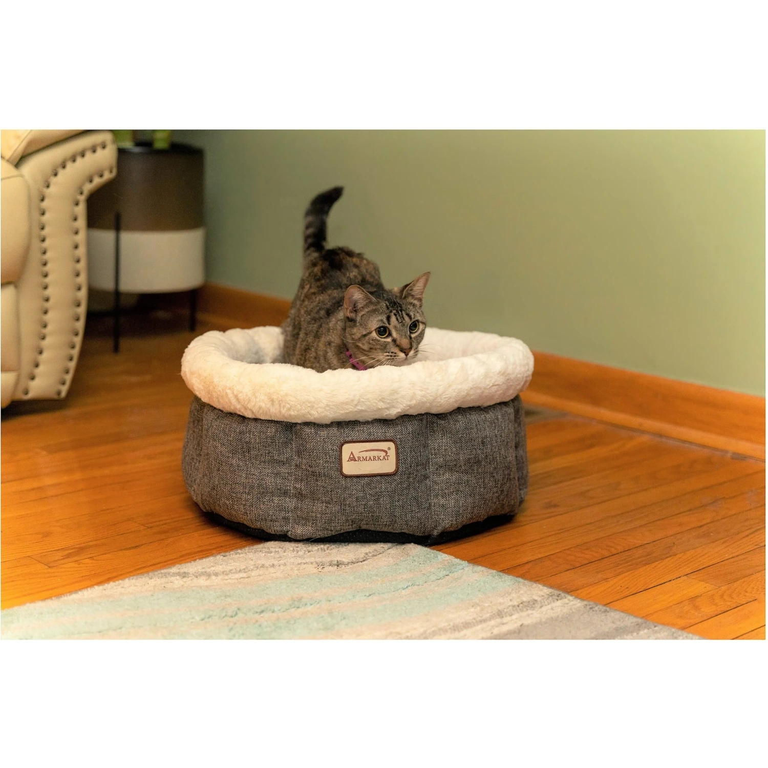 Armarkat Cozy Cat Bed, Beige & Gray 8 Armarkat Cozy Cat Bed, Beige & Gray - Image 6