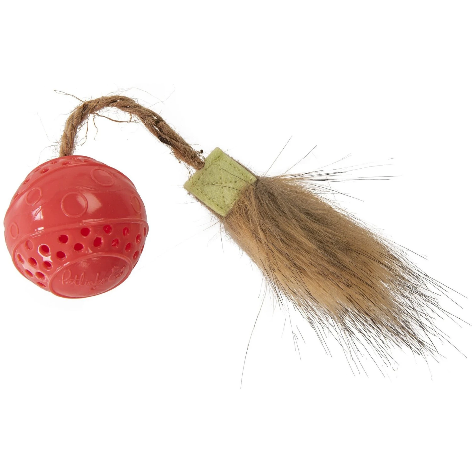 Petlinks Bobble Ball Soft Touch Dental Ball With Faux Fur Tail Cat Toy, Coral, Small 3 Petlinks Bobble Ball Soft Touch Dental Ball With Faux Fur Tail Cat Toy, Coral, Small