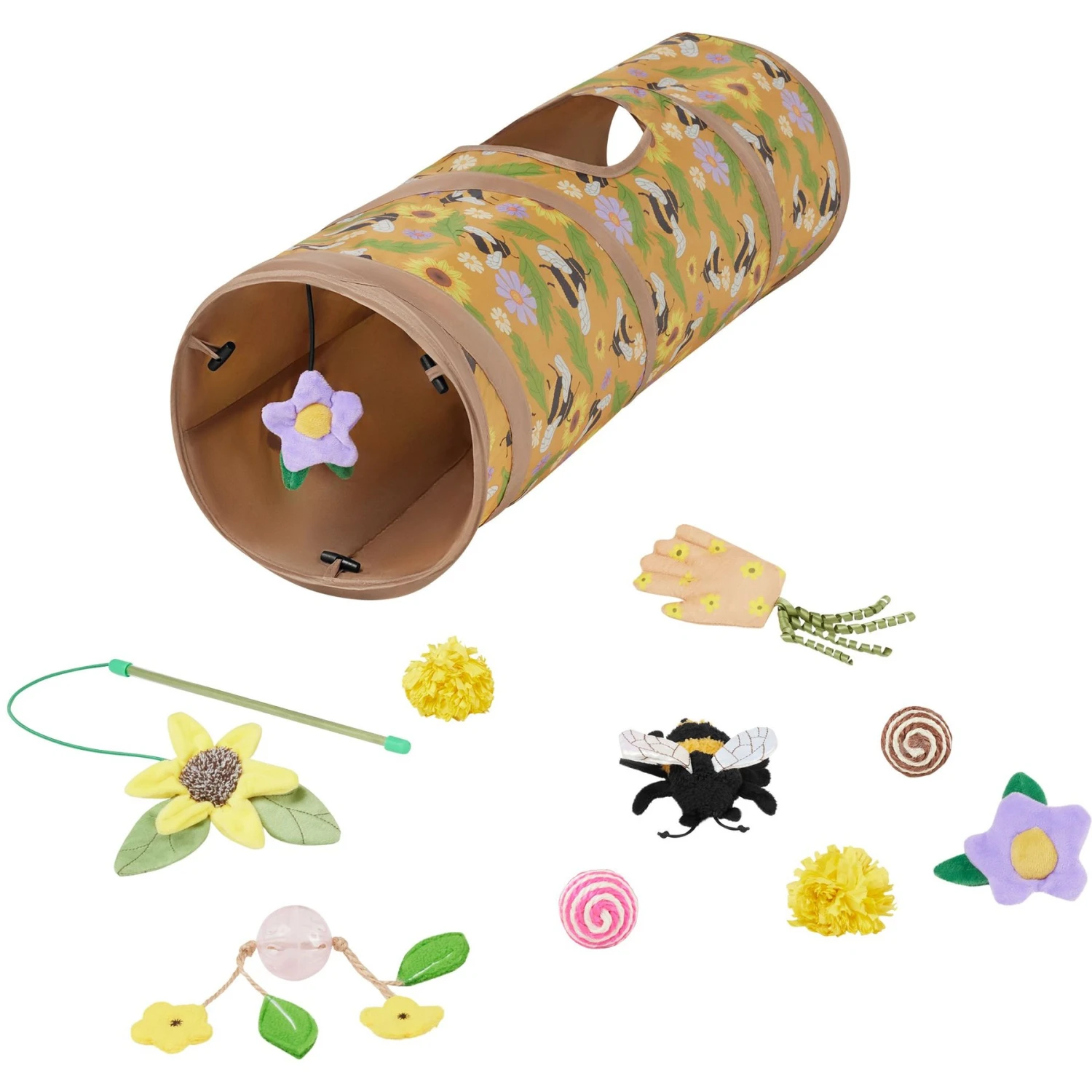 Frisco Spring Plush, Teaser, Ball & Tunnel Variety Pack Cat Toy With Catnip, 10 Count 3 Frisco Spring Plush, Teaser, Ball & Tunnel Variety Pack Cat Toy With Catnip, 10 Count
