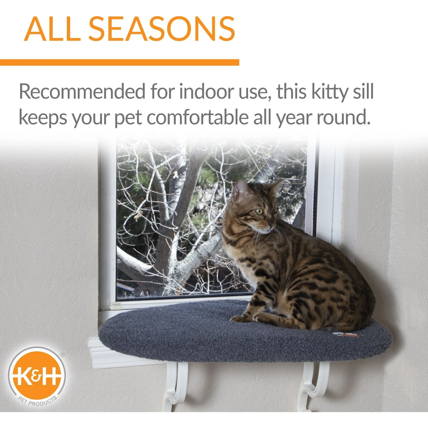 K&H Pet Products Kitty Sill Cat Window Perch Shelf Cushioned Cat Window Seat, Unheated, Gray 6 K&H Pet Products Kitty Sill Cat Window Perch Shelf Cushioned Cat Window Seat, Unheated, Gray - Image 4