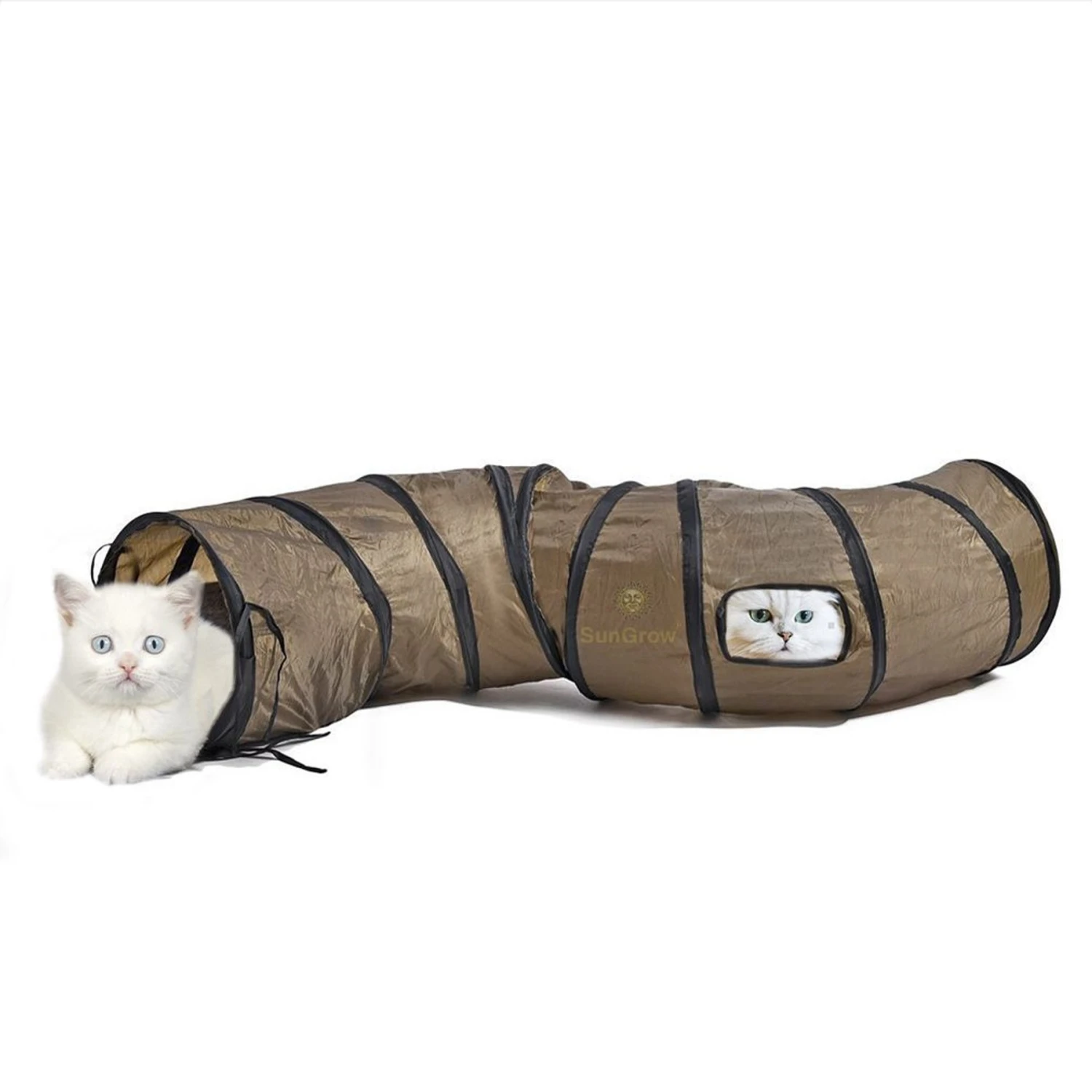 SunGrow Hide & Seek Collapsible Entertainment Cat & Ferret Play Tube & Pop Up Tunnel, Brown, 48-in 3 SunGrow Hide & Seek Collapsible Entertainment Cat & Ferret Play Tube & Pop Up Tunnel, Brown, 48-in