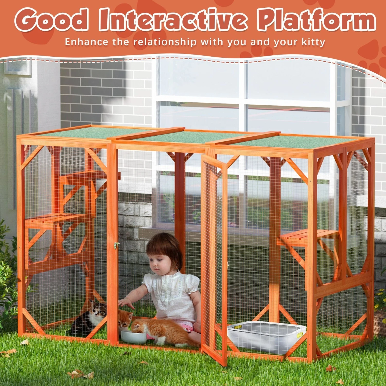 Coziwow Outdoor Wooden Cat Cage Playpen 8 Coziwow Outdoor Wooden Cat Cage Playpen - Image 6