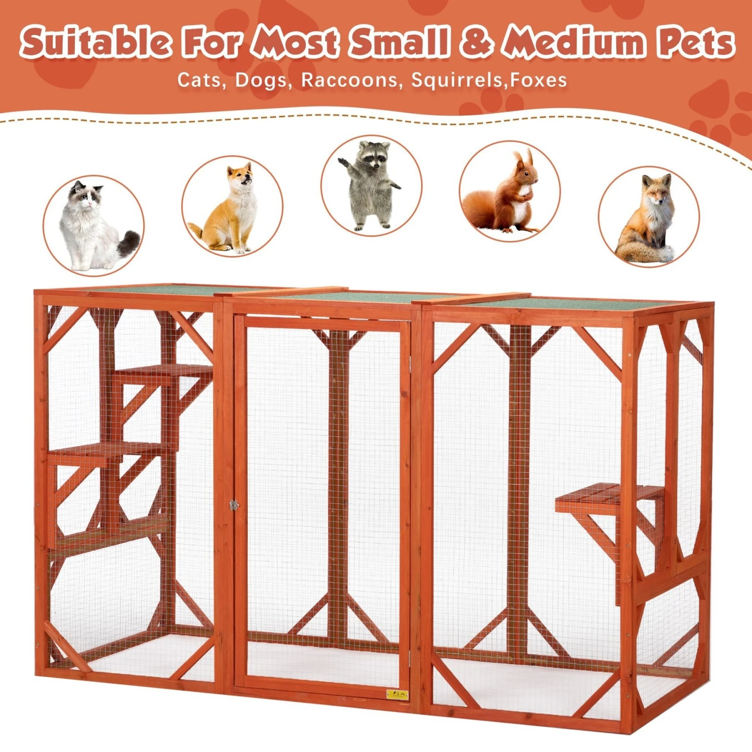 Coziwow Outdoor Wooden Cat Cage Playpen 11 Coziwow Outdoor Wooden Cat Cage Playpen - Image 9