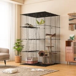 Pet Supplies Store 38 Coziwow DIY 4-Door Large Cat Cage Playpen, Black, 72-in