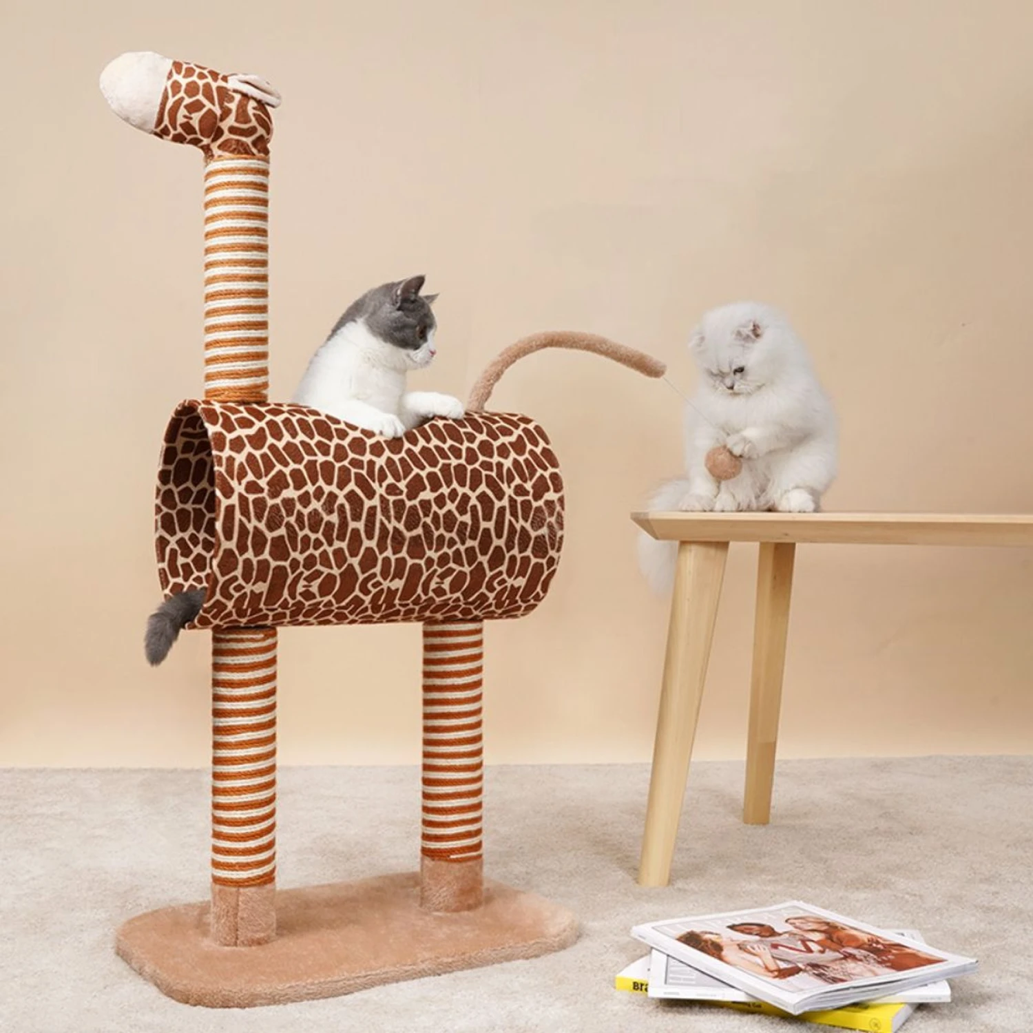 ZEZE Giraffe Tree With Tunnel & Scratcher Cat Furniture, Large 3 ZEZE Giraffe Tree With Tunnel & Scratcher Cat Furniture, Large