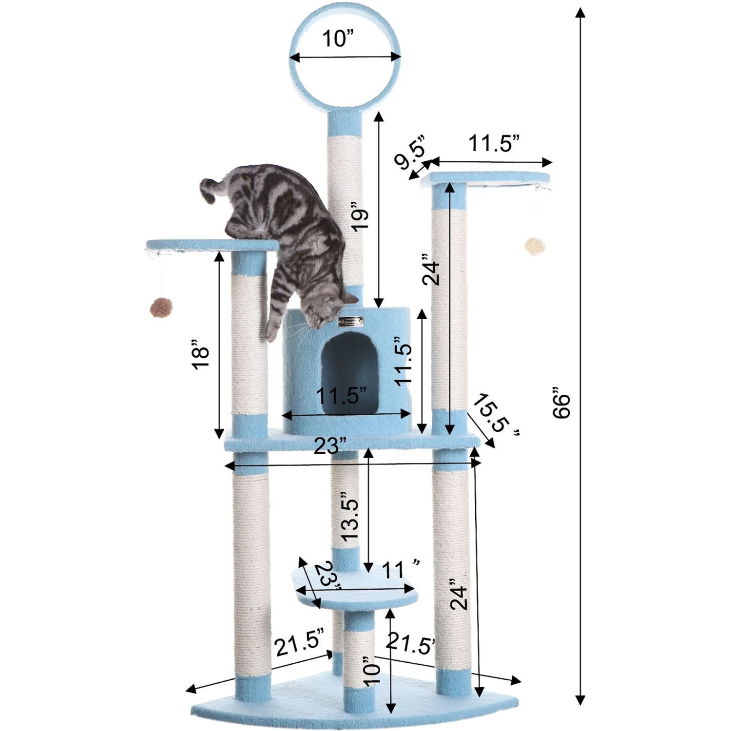 Armarkat 66-in Faux Fleece Cat Tree & Condo 4 Armarkat 66-in Faux Fleece Cat Tree & Condo - Image 2