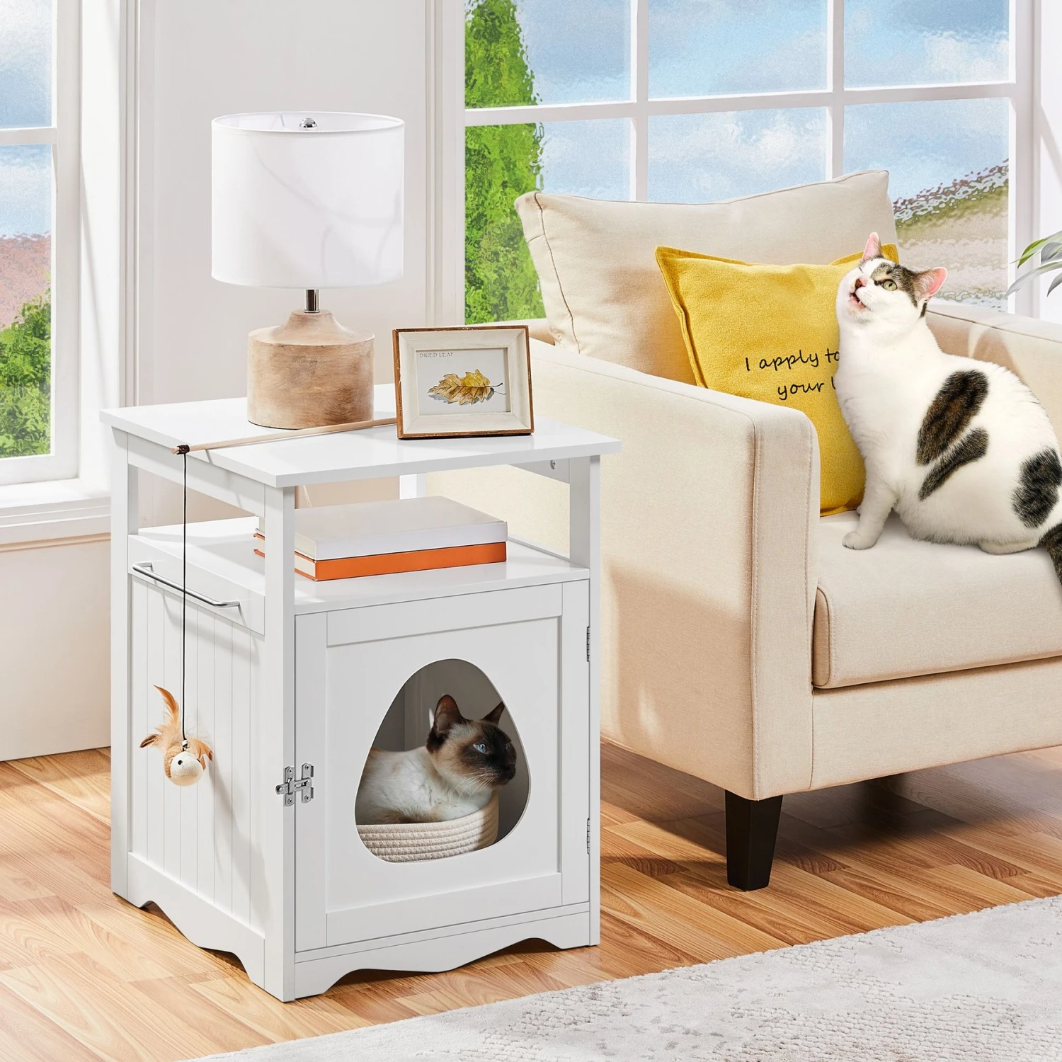 Yaheetech Box Furniture With Open Shelf Cat Litter Box 3 Yaheetech Box Furniture With Open Shelf Cat Litter Box