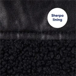 Frisco Medium Weight Faux Leather Dog & Cat Parka With Faux Fur Trimmed Hood, Black -Pet Supplies Store 719798 PT5. AC SS1800 V1692213078