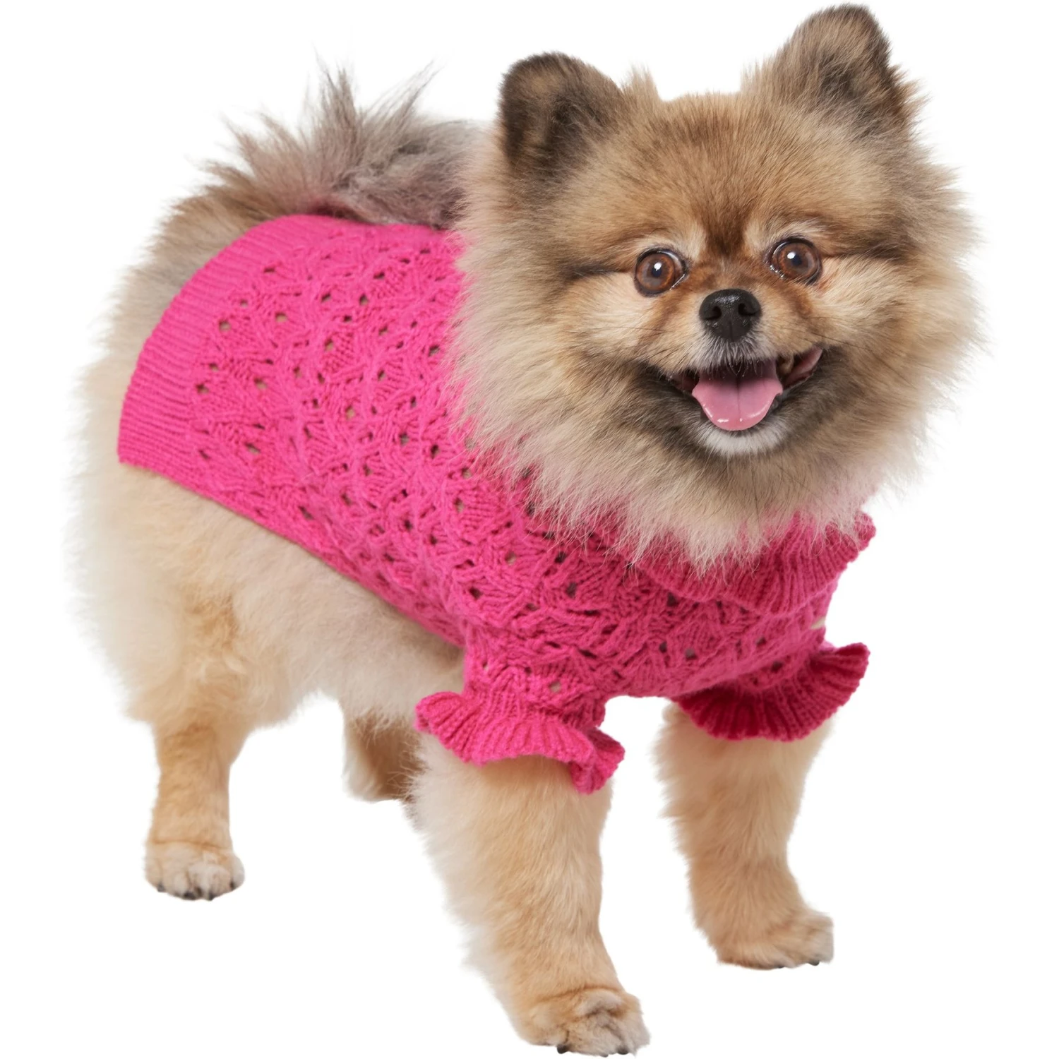 Frisco Ruffle Knit Pointelle Dog & Cat Turtleneck Sweater 5 Frisco Ruffle Knit Pointelle Dog & Cat Turtleneck Sweater - Image 3