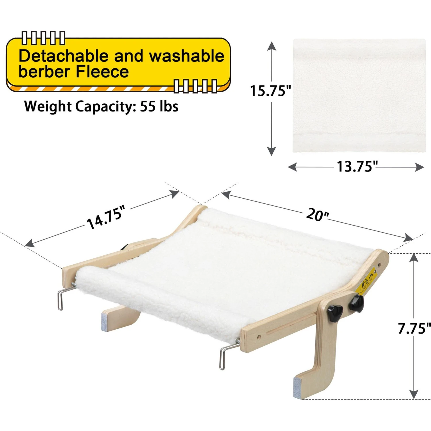 Coziwow Indoor Hammock For Window Cat Perch, White 4 Coziwow Indoor Hammock For Window Cat Perch, White - Image 2