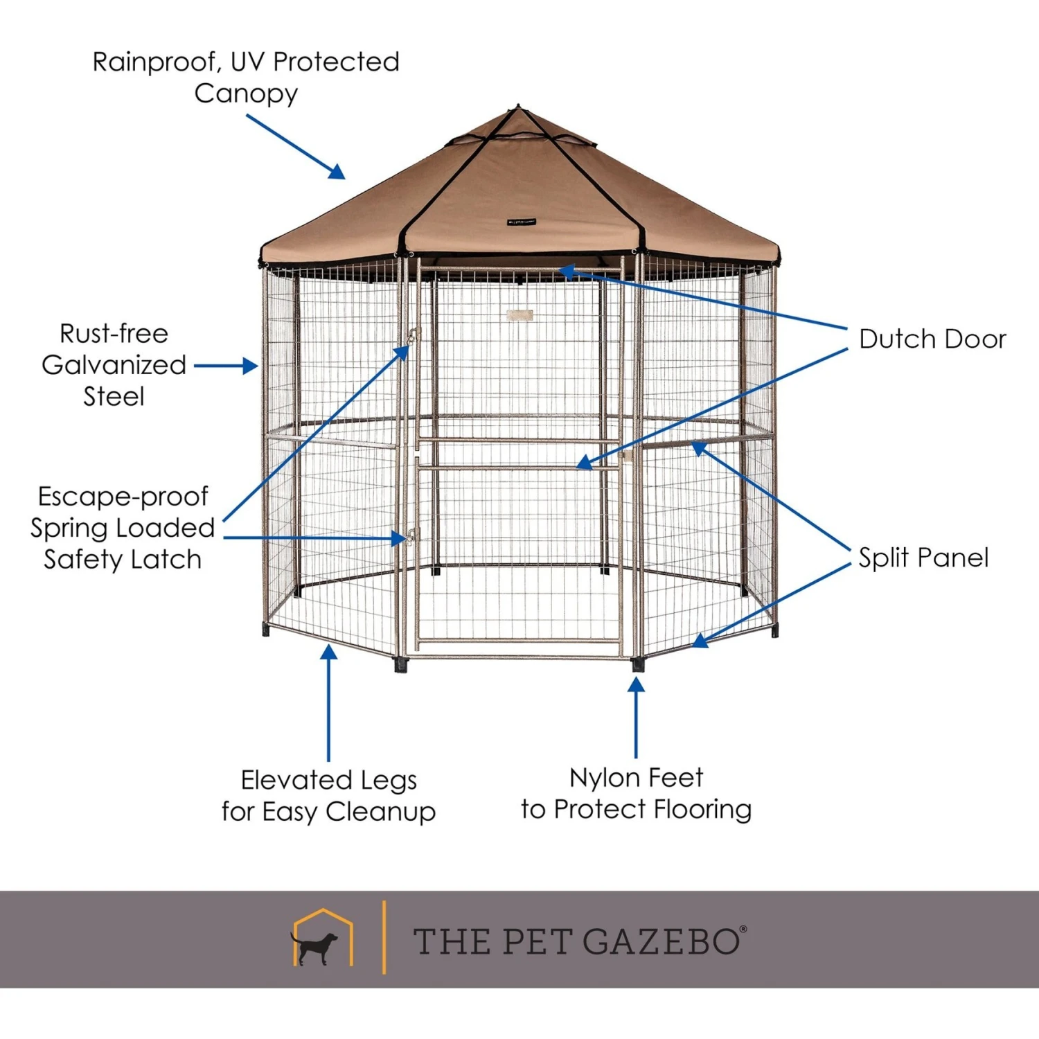 Win World Pet Gazebo Dog Kennel, Earth Taupe, 8-ft 6 Win World Pet Gazebo Dog Kennel, Earth Taupe, 8-ft - Image 4
