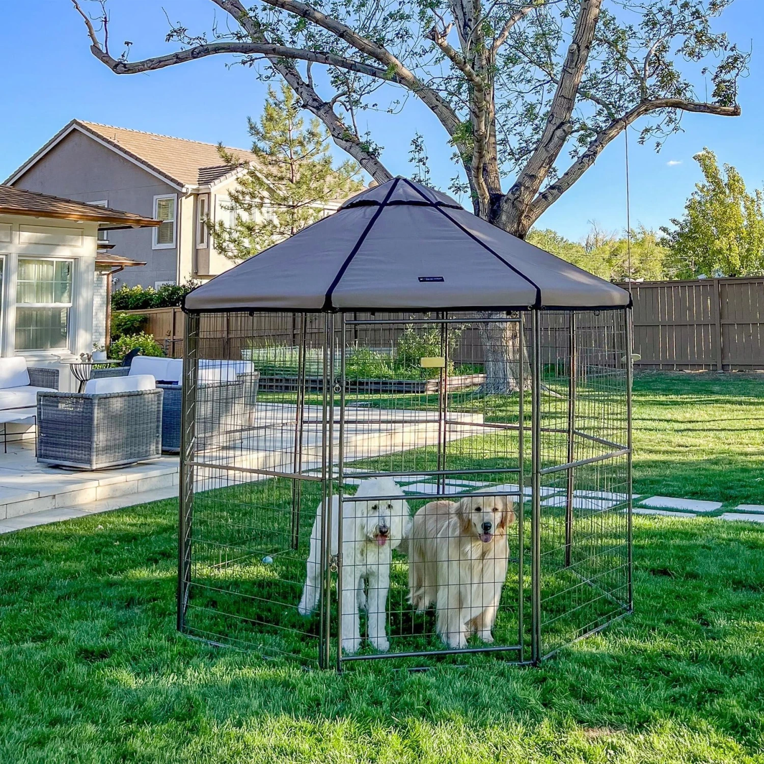 Win World Pet Gazebo Dog Kennel, Earth Taupe, 8-ft 9 Win World Pet Gazebo Dog Kennel, Earth Taupe, 8-ft - Image 7