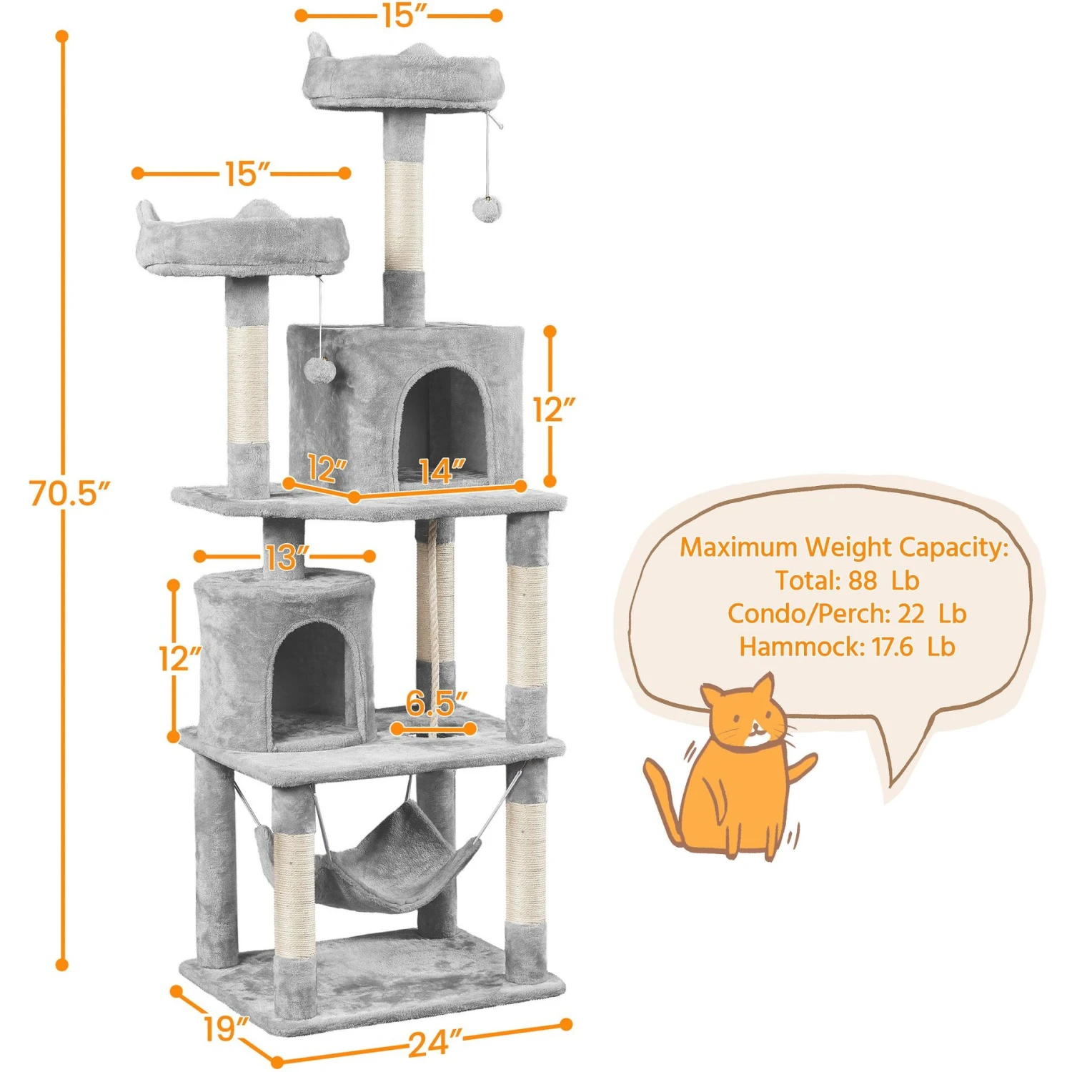 Yaheetech 70.5-inch Multi Level Sisal Cat Tree 5 Yaheetech 70.5-inch Multi Level Sisal Cat Tree - Image 3
