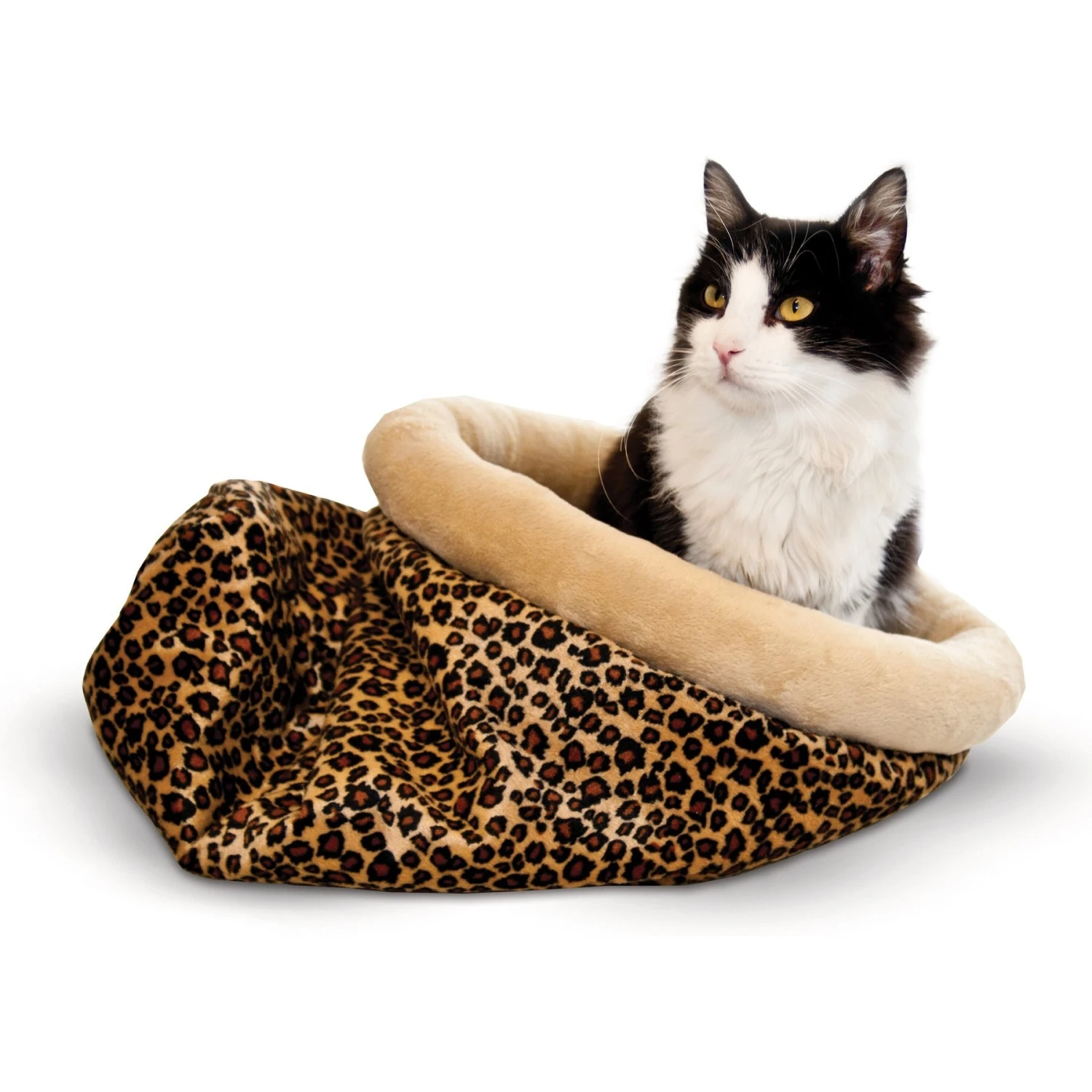 K&H Pet Products Self-Warming Cat Sack Covered Bag Warming Cat Bed, Leopard 3 K&H Pet Products Self-Warming Cat Sack Covered Bag Warming Cat Bed, Leopard