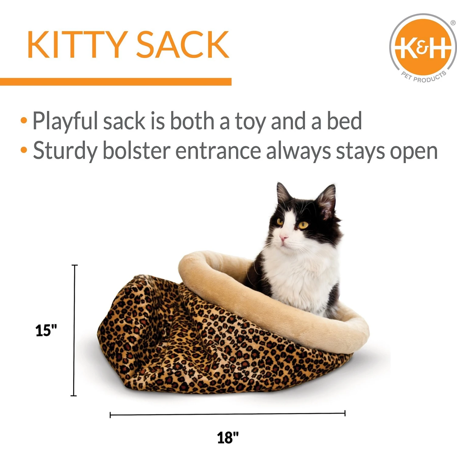 K&H Pet Products Self-Warming Cat Sack Covered Bag Warming Cat Bed, Leopard 4 K&H Pet Products Self-Warming Cat Sack Covered Bag Warming Cat Bed, Leopard - Image 2