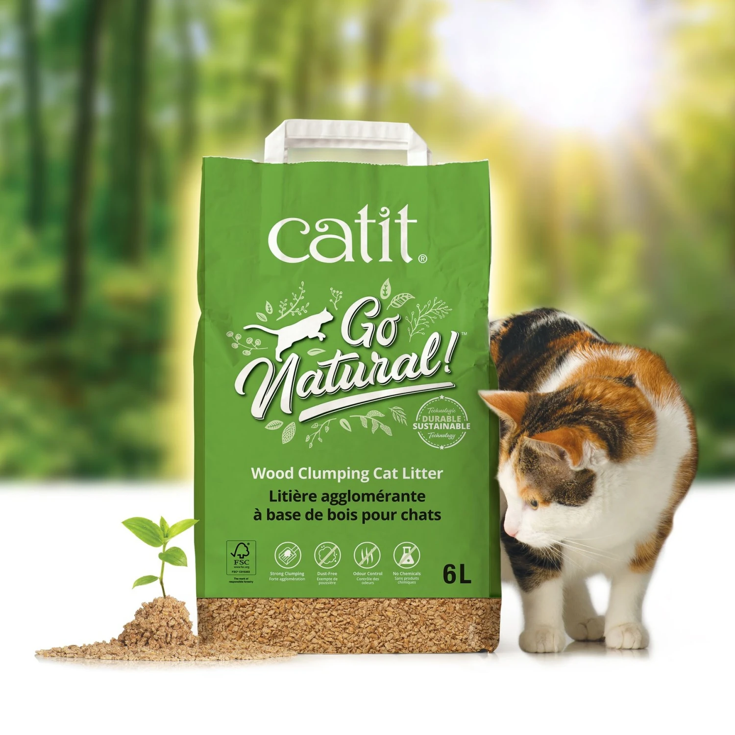 Catit Go Natural Wood Clumping Cat Litter, 6.4-lb Bag 4 Catit Go Natural Wood Clumping Cat Litter, 6.4-lb Bag - Image 2