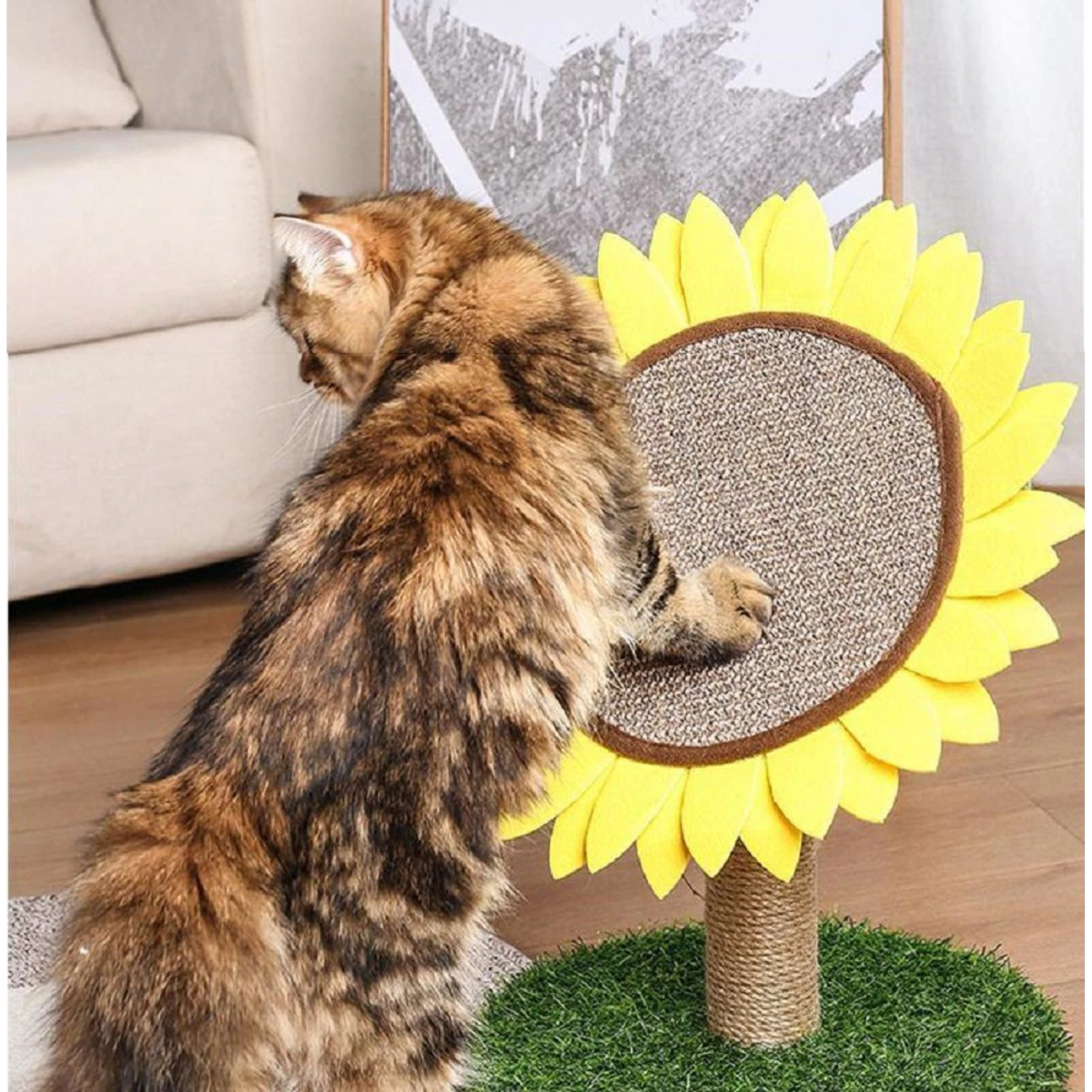 Lovely Caves Gardern Sunflower Cat Scratcher, Yellow 4 Lovely Caves Gardern Sunflower Cat Scratcher, Yellow - Image 2