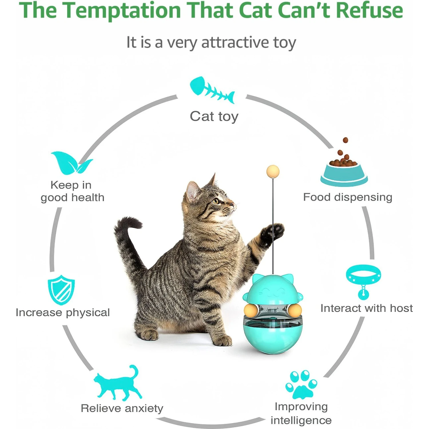 Shele Tumbler Interactive Cat Toy, Turquoise 4 Shele Tumbler Interactive Cat Toy, Turquoise - Image 2