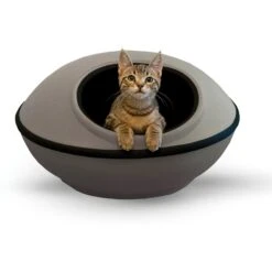 K&H Pet Products Mod Dream Pod Covered Cat Bed For Large Cats, Gray