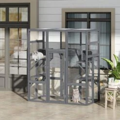 Pet Supplies Store 34 Coziwow Patio Outdoor Cat Playpen, Grey, Large