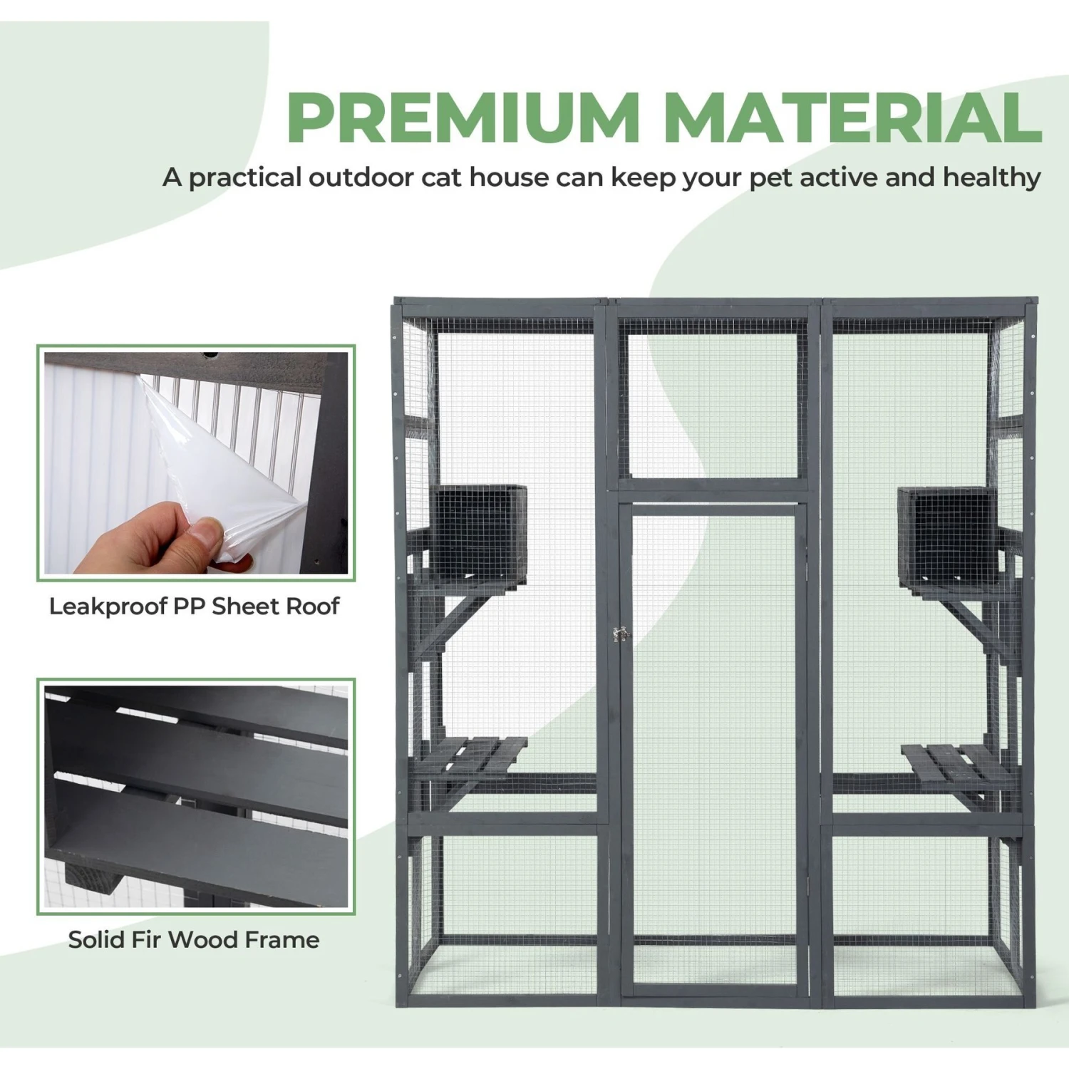 Coziwow Patio Outdoor Cat Playpen, Grey, Large 4 Coziwow Patio Outdoor Cat Playpen, Grey, Large - Image 2