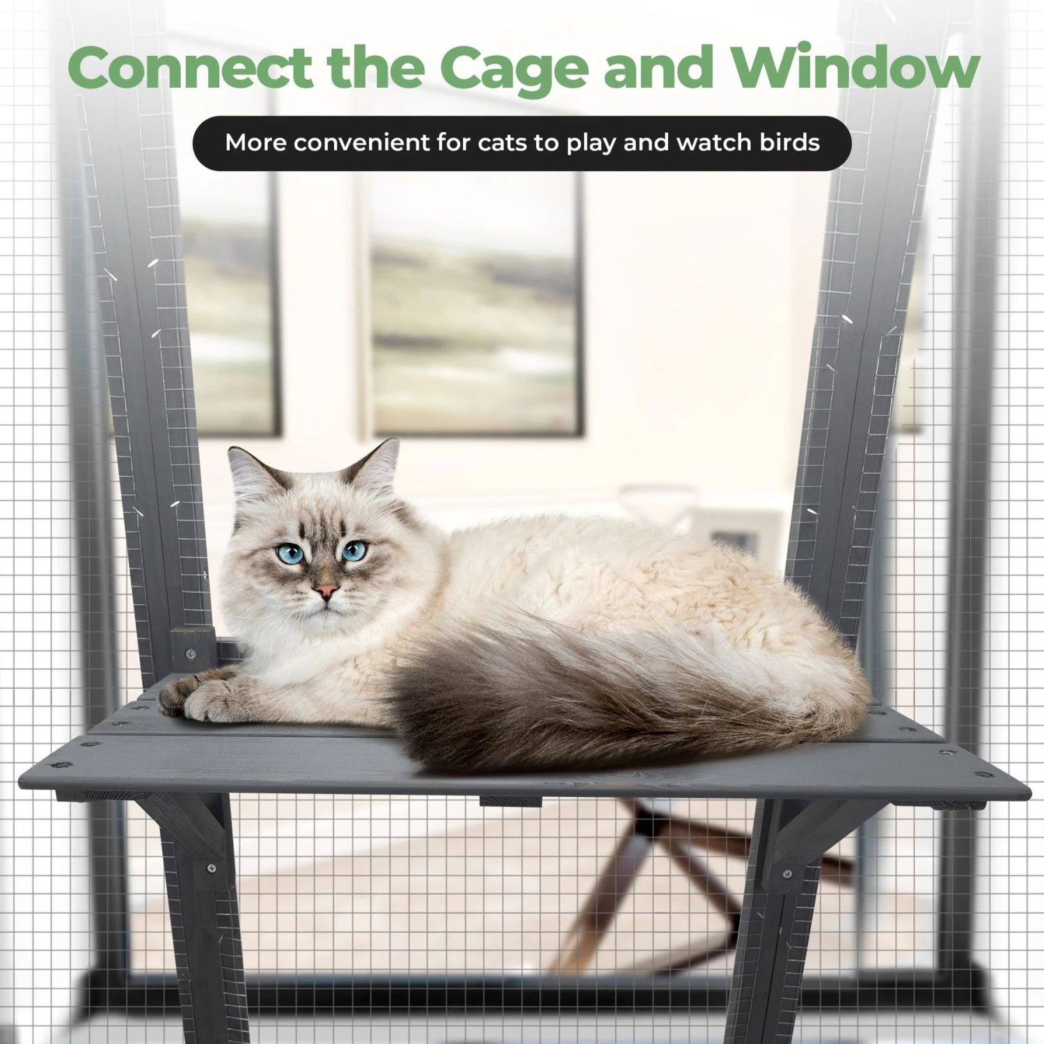 Coziwow Patio Outdoor Cat Playpen, Grey, Large 7 Coziwow Patio Outdoor Cat Playpen, Grey, Large - Image 5
